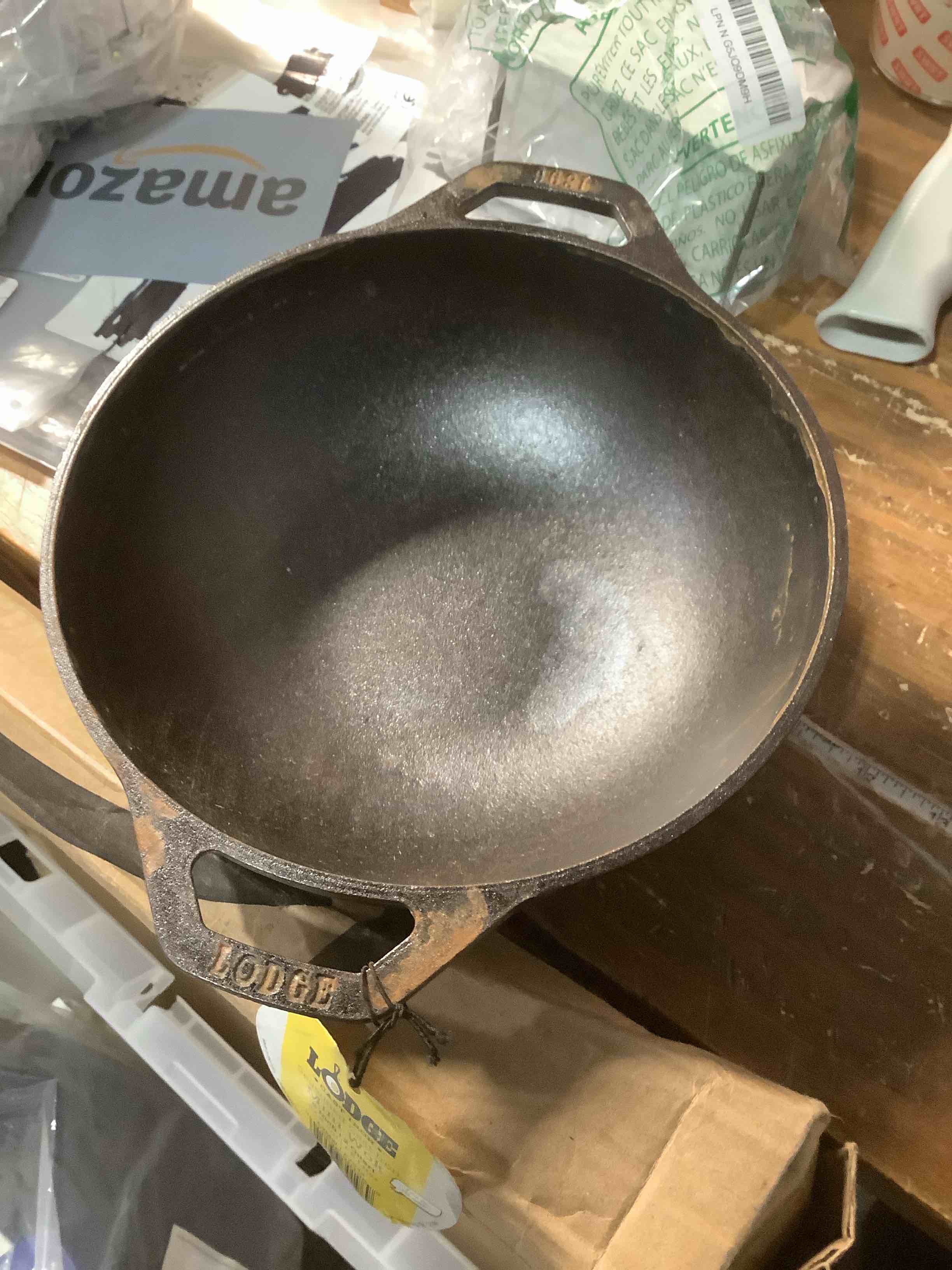 Condition photo showing As Is for Lodge Manufacturing Company L9MW Mini Wok Cast Iron, 9", Black 9" Mini Wok