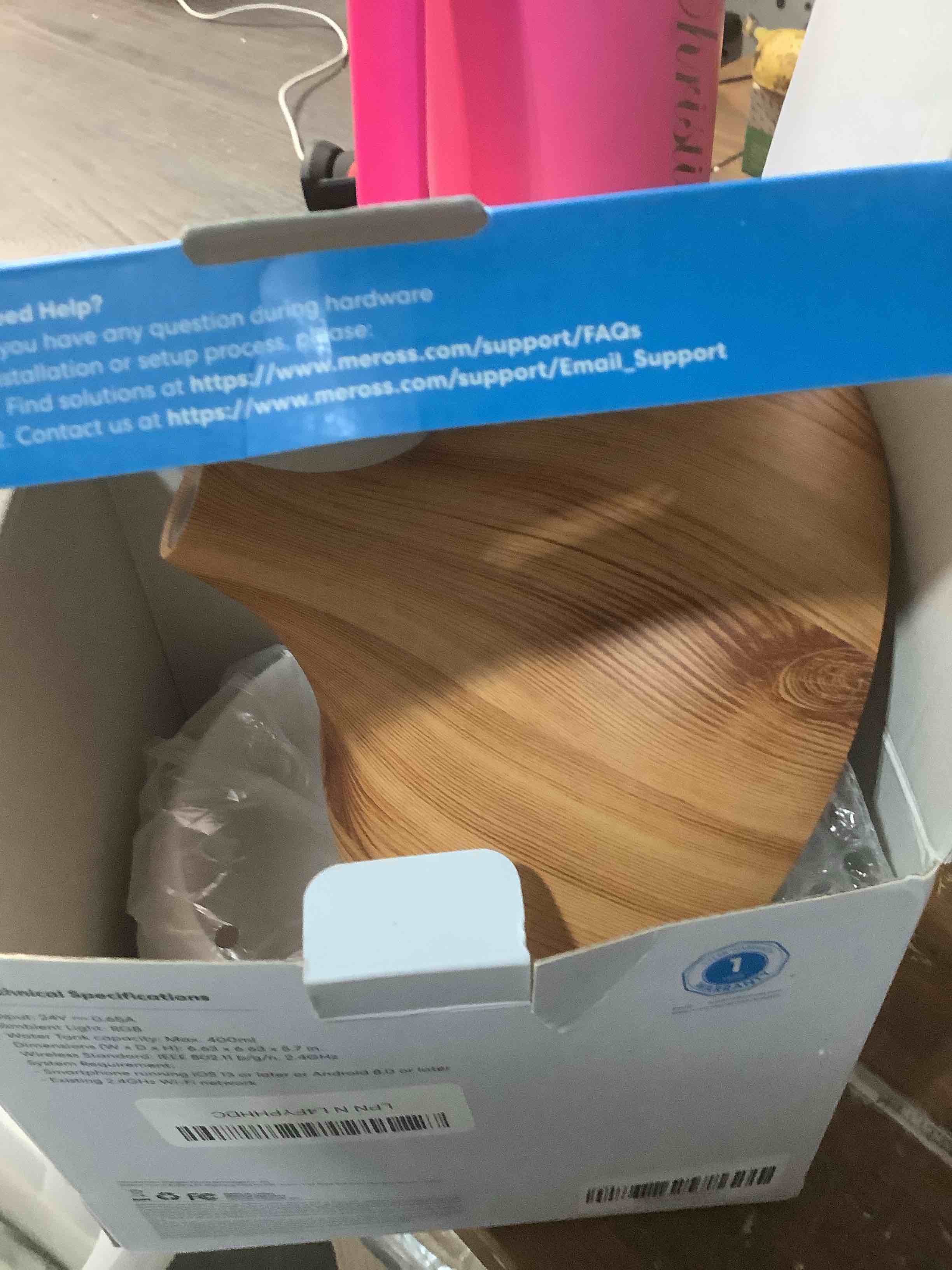 Condition photo showing Good Condition for meross Smart WiFi Essential Oil Diffuser Works with Apple HomeKit & Alexa, Ultrasonic Aromatherapy Diffuser & Mist Humidifier with Voice & APP Remote Control, Schedule & Timer, RGB Light Dark Wood Grain Diffuser