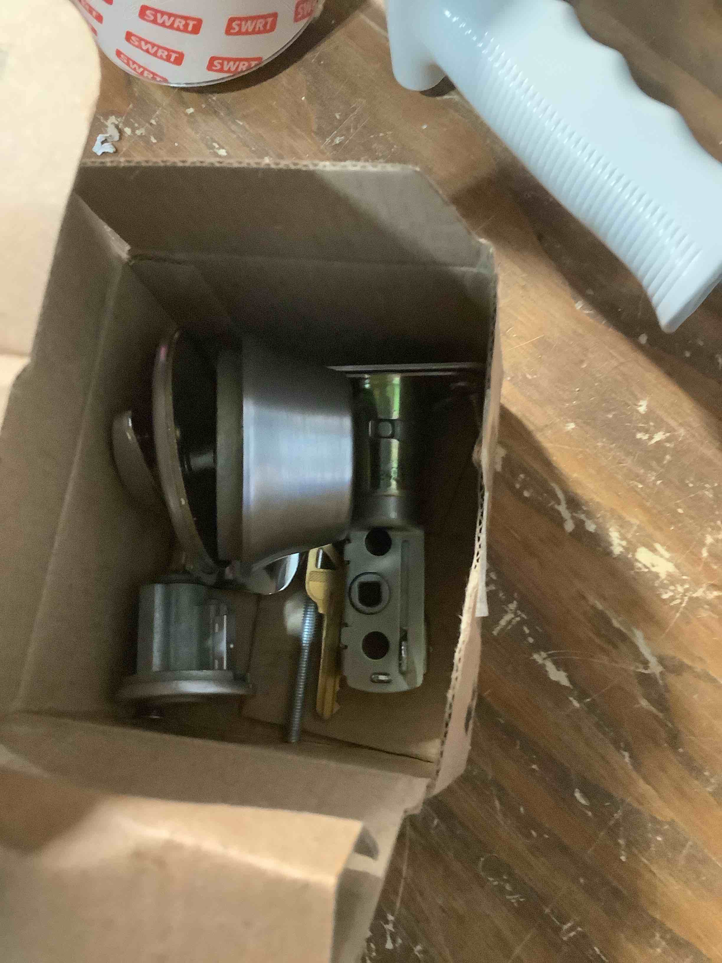 Condition photo showing As Is for Kwikset 660 Deadbolt Lock, Satin Nickel Round Exterior Keyed Front Entry Door, Single Cylinder Dead Bolt, with Microban Protection
