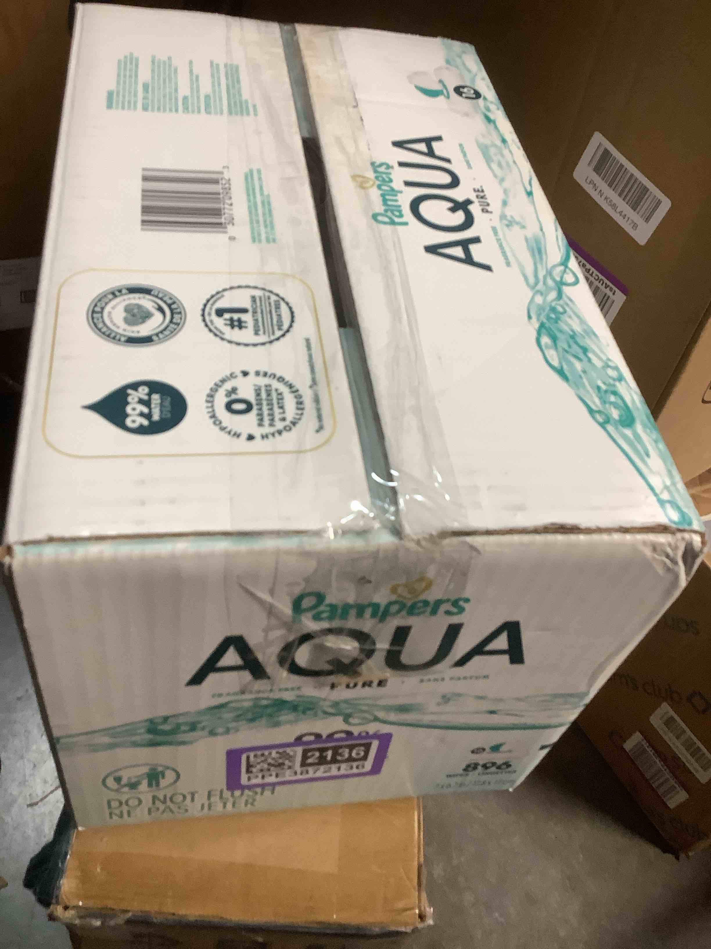 Condition photo showing As Is for Pampers Baby Wipes - Aqua Pure - 896ct