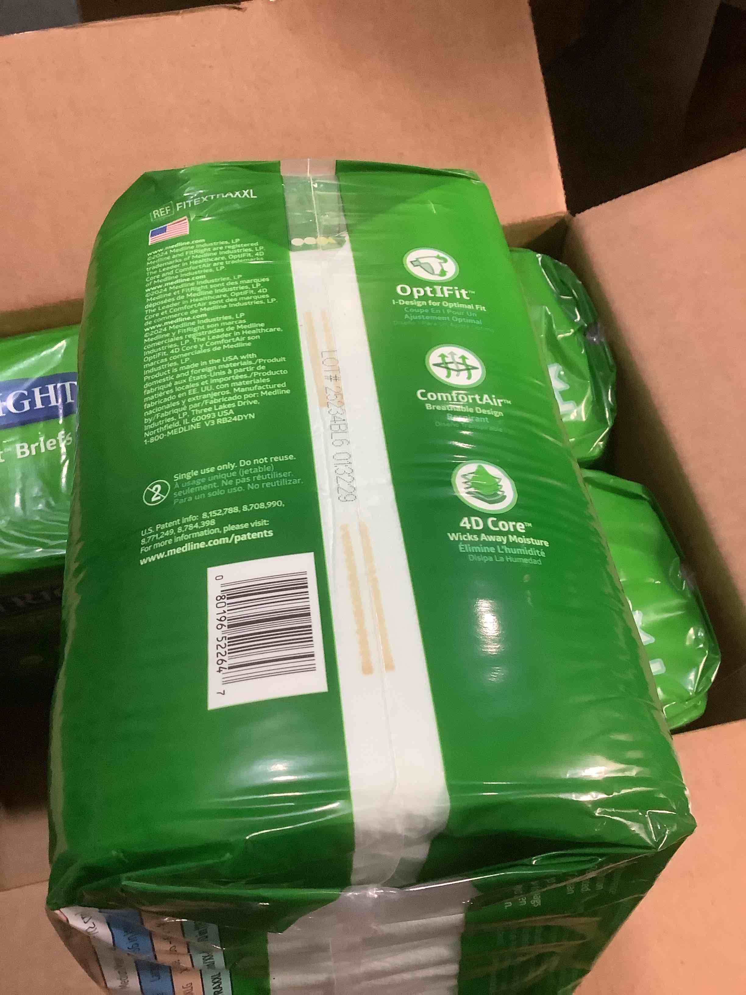 Condition photo showing Good Condition for FitRight OptiFit Extra Adult Briefs, Incontinence Diapers with Tabs, Moderate Absorbency, 2XL, 60 to 70", 20 Count (Pack of 4) 80 Count XX-Large