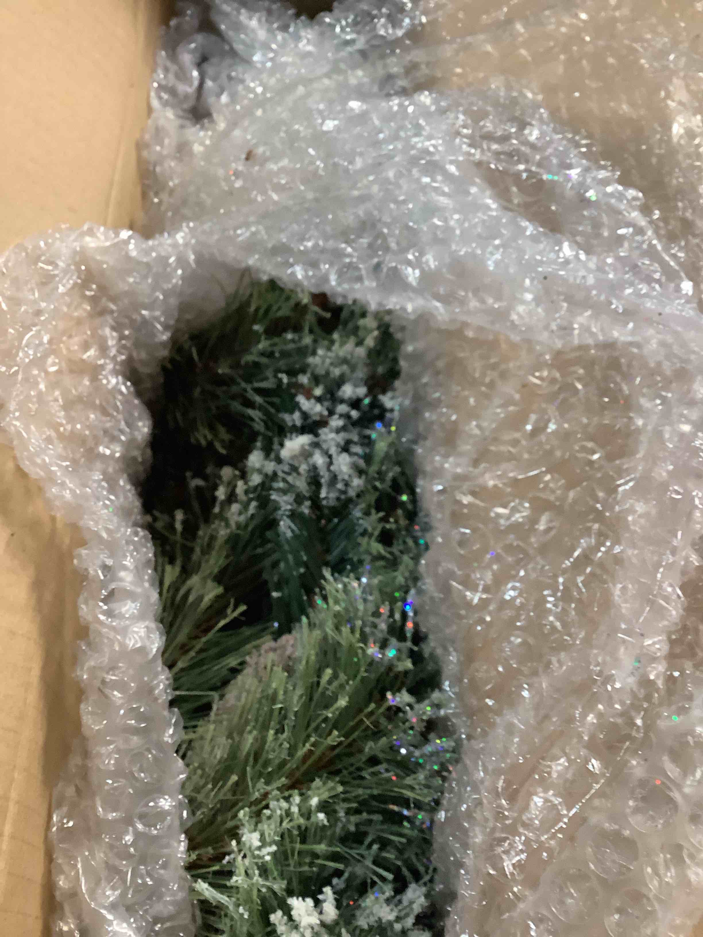 Condition photo showing Good Condition for National Tree Company 6 ft Pre-Lit Glittery Bristle Artificial Christmas Garland, Christmas Decoration with Pinecones, 50 Clear LED Lights, 138 Tips, Timer, Green