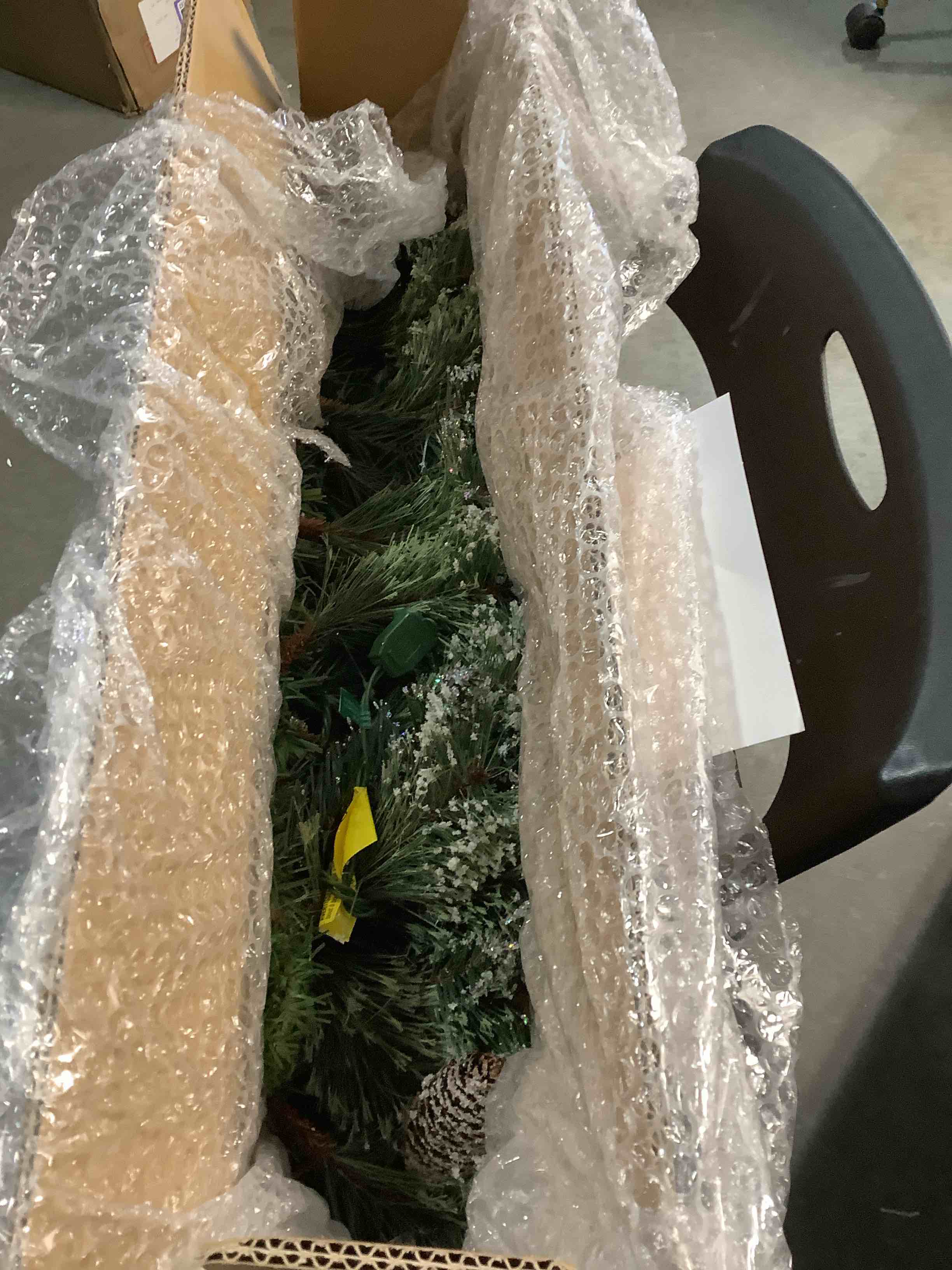 Condition photo showing Good Condition for National Tree Company Pre-Lit Artificial Christmas Garland, Green, Glittery Bristle Pine, White Lights, Decorated With Pine Cones, Frosted Branches, Plug In, Christmas Collection, 9 Feet