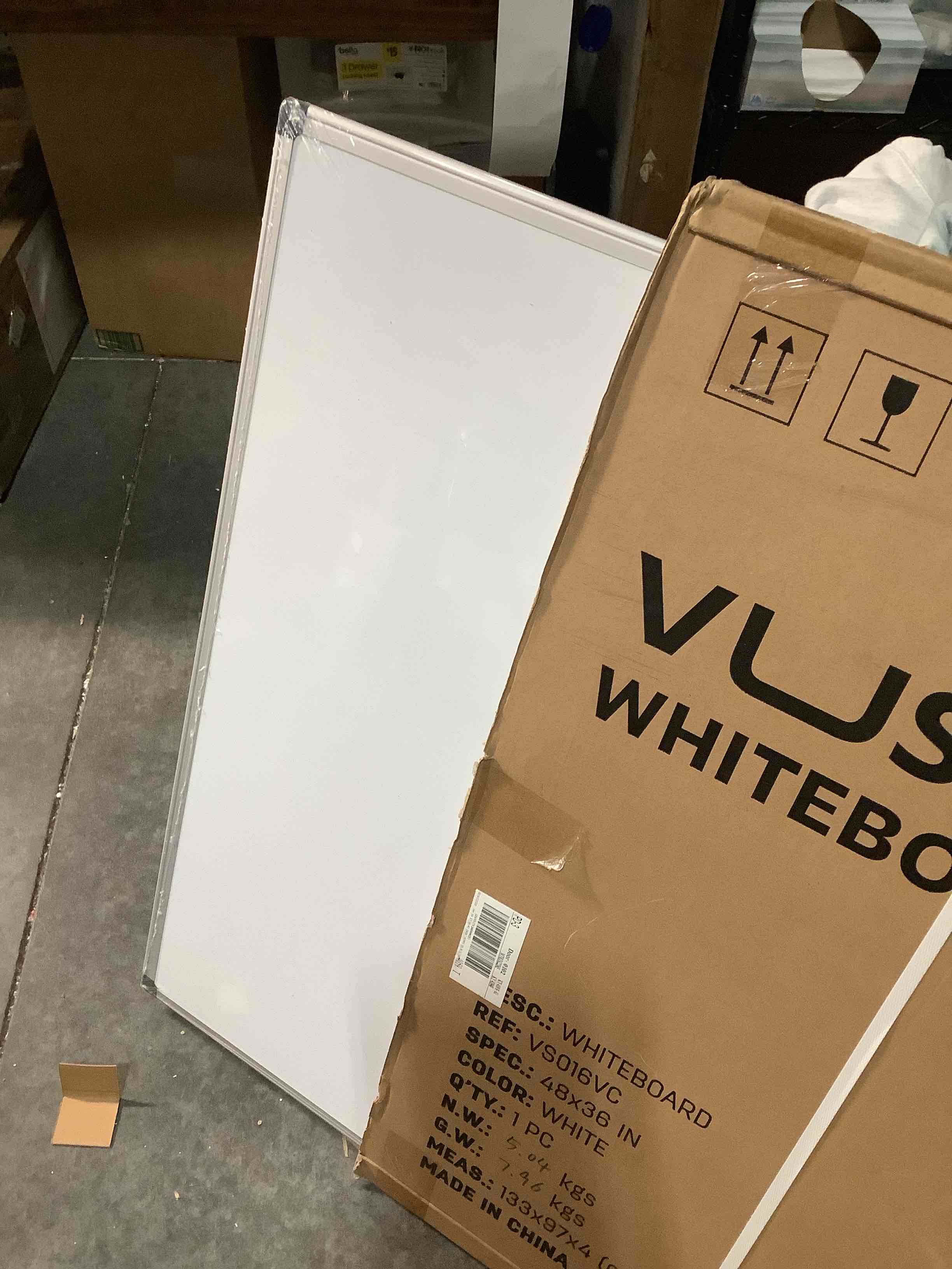 Condition photo showing Good Condition for VUSIGN 48" x 36" Large Magnetic Whiteboard for Wall, Dry Erase Board with Silver Frame, Wall Mounted White Board for Classroom, Office, Home – Includes Markers, Magnets & Eraser Silver 36"x48"