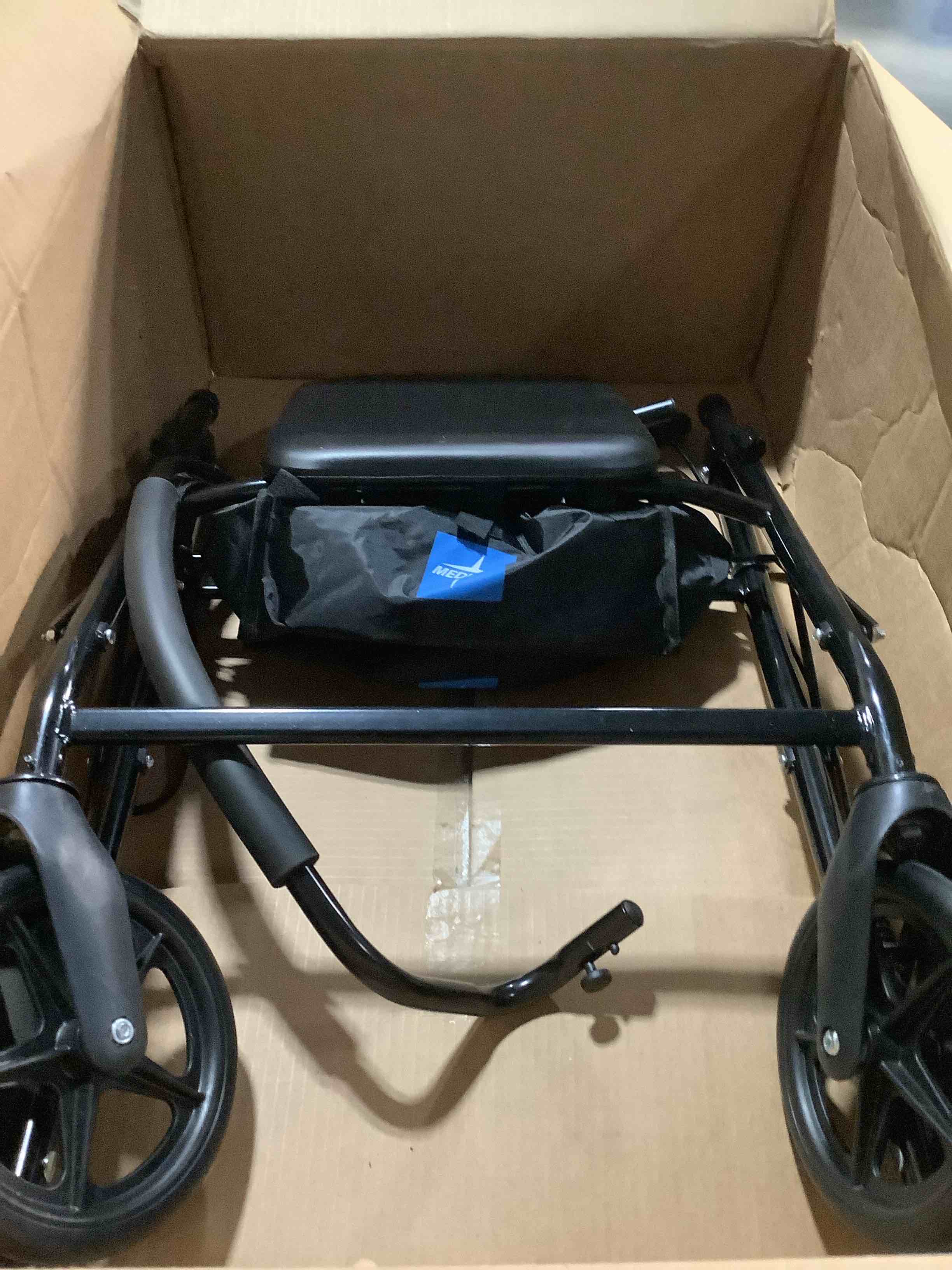 Condition photo showing Good Condition for Medline Steel Rollator Walker for Adult Mobility Impairment, Black, 300 lb. Weight Capacity, 8” Wheels, Foldable, Adjustable Handles, Rolling Walker for Seniors