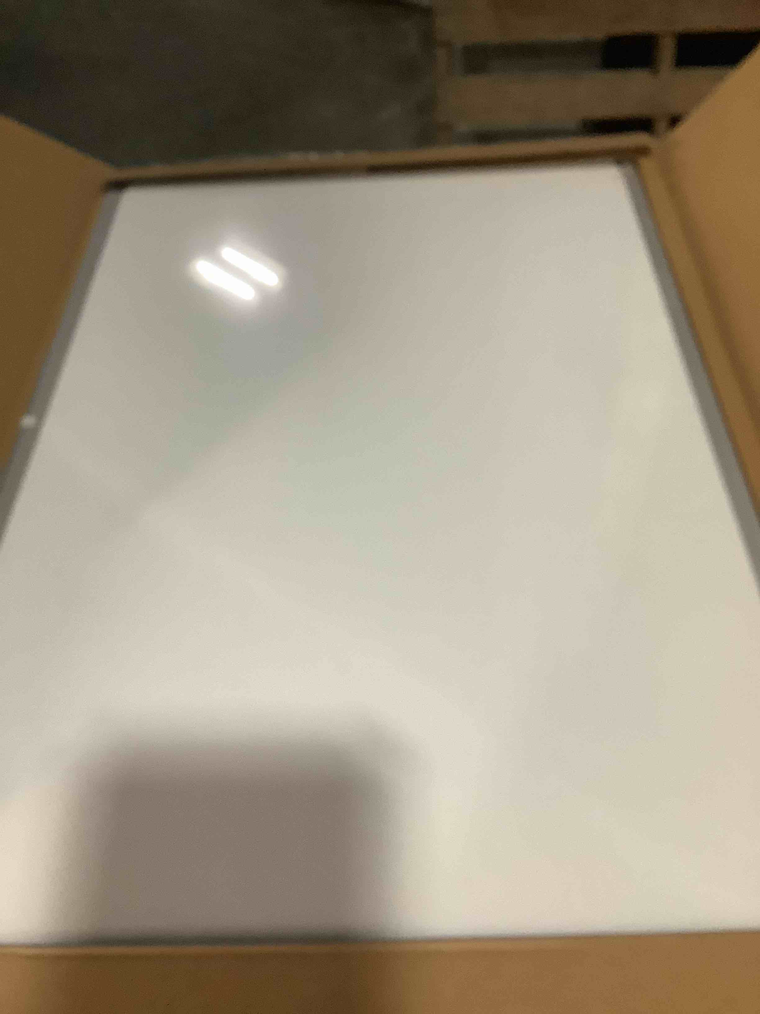 Condition photo showing New/Like New for VUSIGN 36" x 24" Magnetic Whiteboard for Wall, Dry Erase Board with Silver Aluminum Frame, Hanging White Board for Office, Home, Classroom – Includes 1 Eraser, 2 Multicolor Markers & 4 Magnets 36'' x 24''