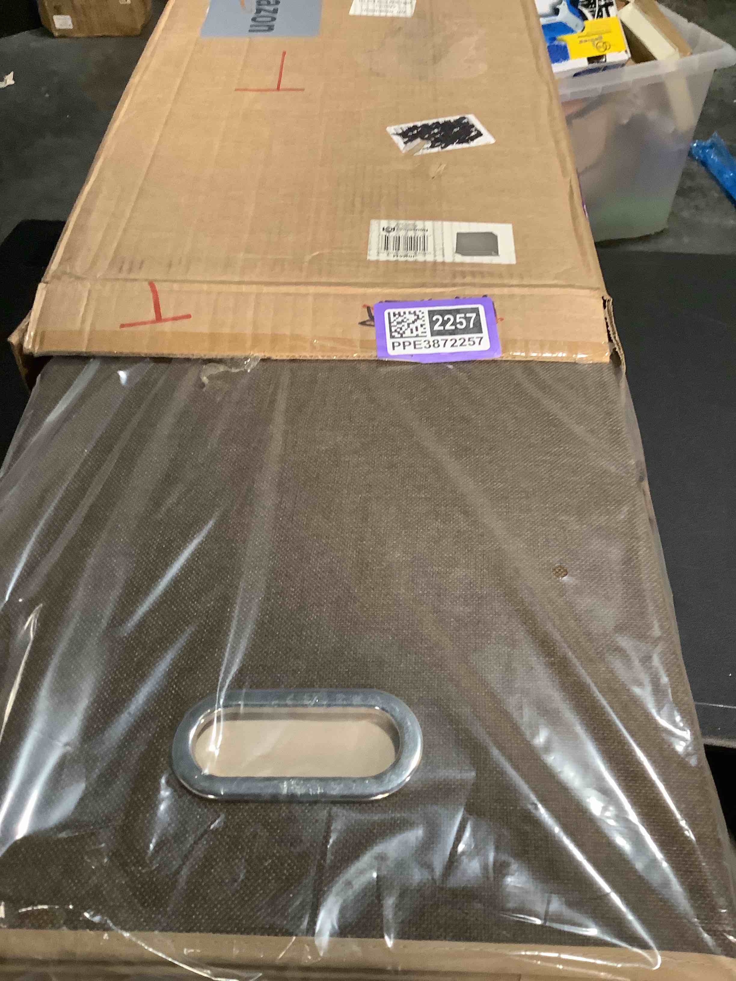 Condition photo showing New/Like New for Household Essentials Double Laundry Hamper with Lid, Two Compartments for Easy Sorting with Removable Liner, Collapsible, Brown Linen 5614 Brown Coffee Linen