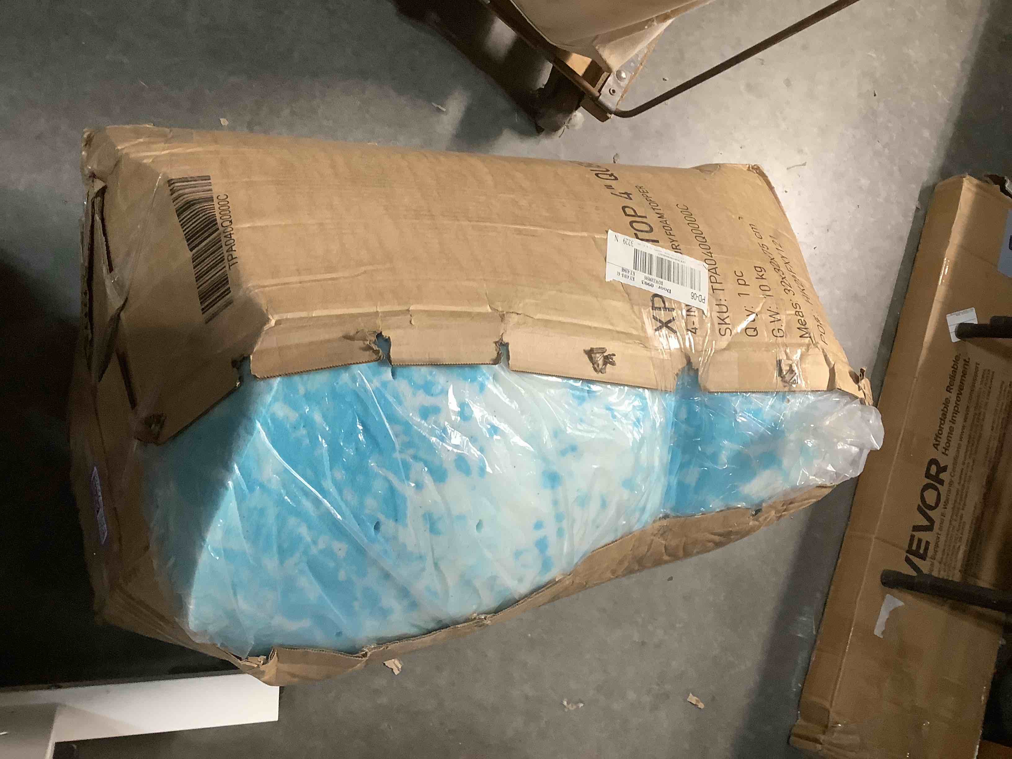 Condition photo showing As Is for EGO Topper 4 Inch Queen Memory Foam Mattress Topper, Gel Foam Mattress Topper for Pressure Relief, Ventilated Design Bed Topper in a Box, CertiPUR-US Certified, 60"×80", Medium