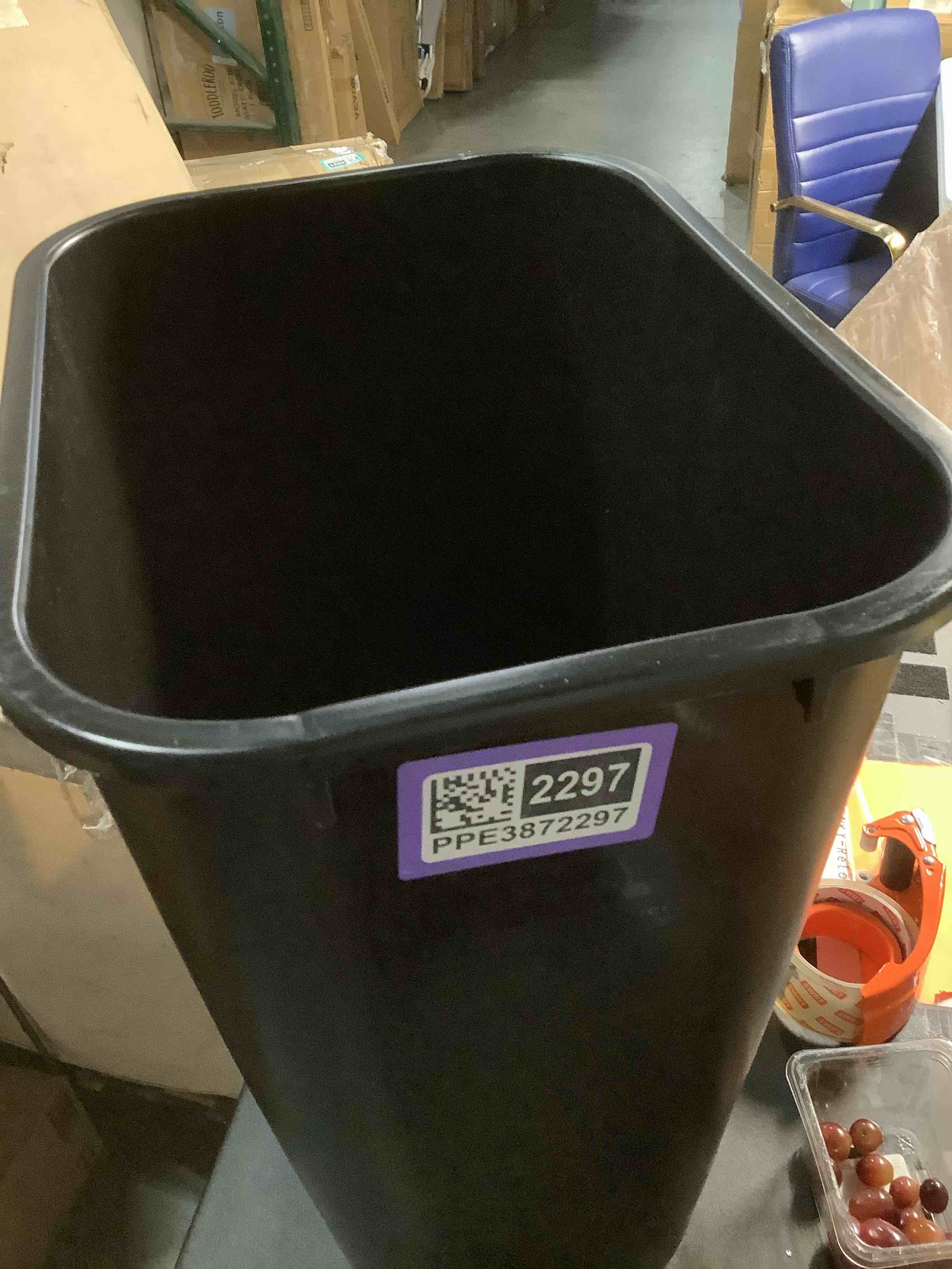 Condition photo showing New/Like New for Rubbermaid Commercial Wastebasket Trash Container, 41QT/10.25 GAL, Plastic, Black, Stackable Trash Can for Bedroom/Bathroom/Office, Fits Under Desk/Sink/Cabinet 10.25 Gallons Black 1