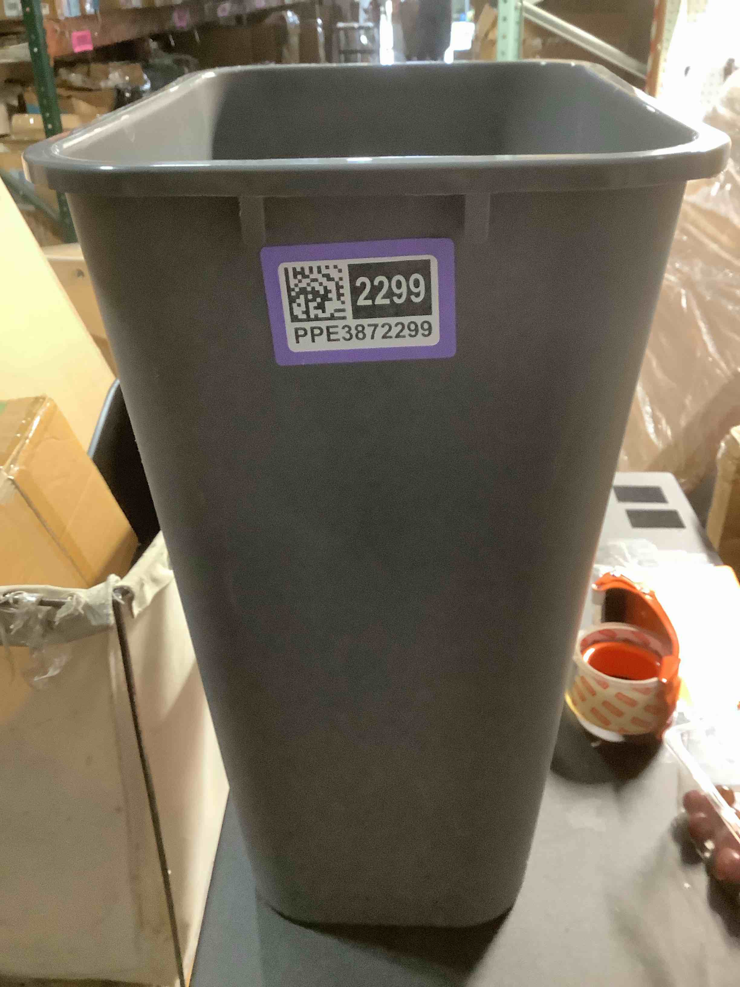 Condition photo showing Good Condition for Amazon Basics Rectangular Commercial Office Wastebasket, 10 gallons (Pack of 1), Grey Grey 10 Gallon (Pack of 1)