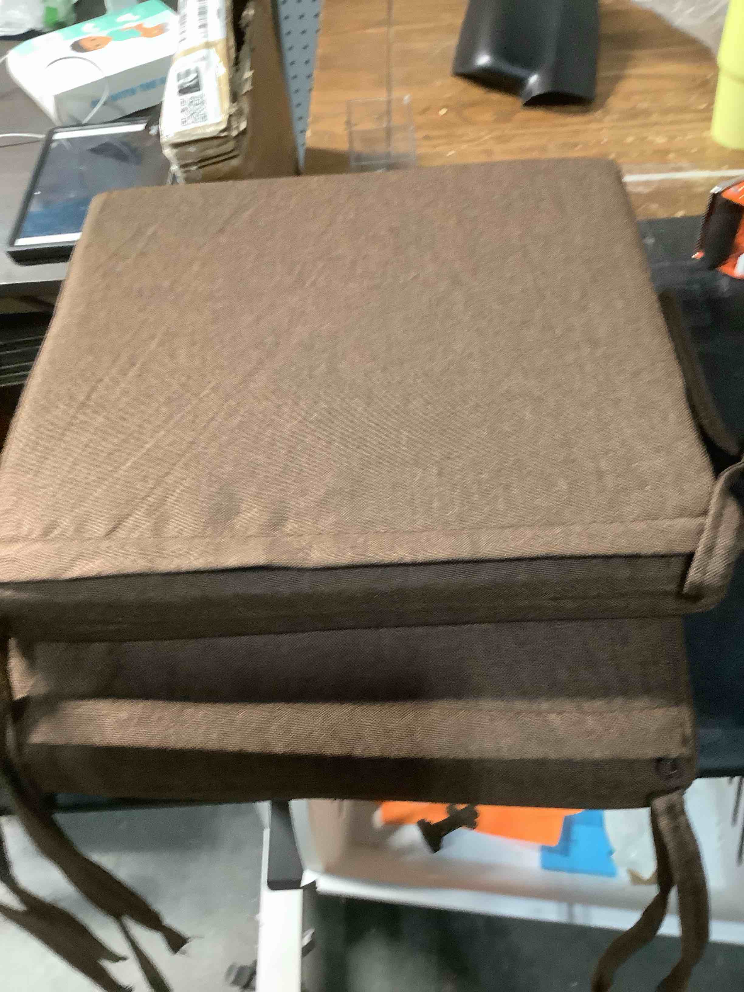 Condition photo showing Good Condition for Chair Cushions for Dining Chairs, Indoor Square Seat Cushion for Folding Chairs with Ties and Removable Washable Cover, Chair Pads 15.5" x 15.5" x 2", Kitchen Chair Cushions Set of 2, Brown