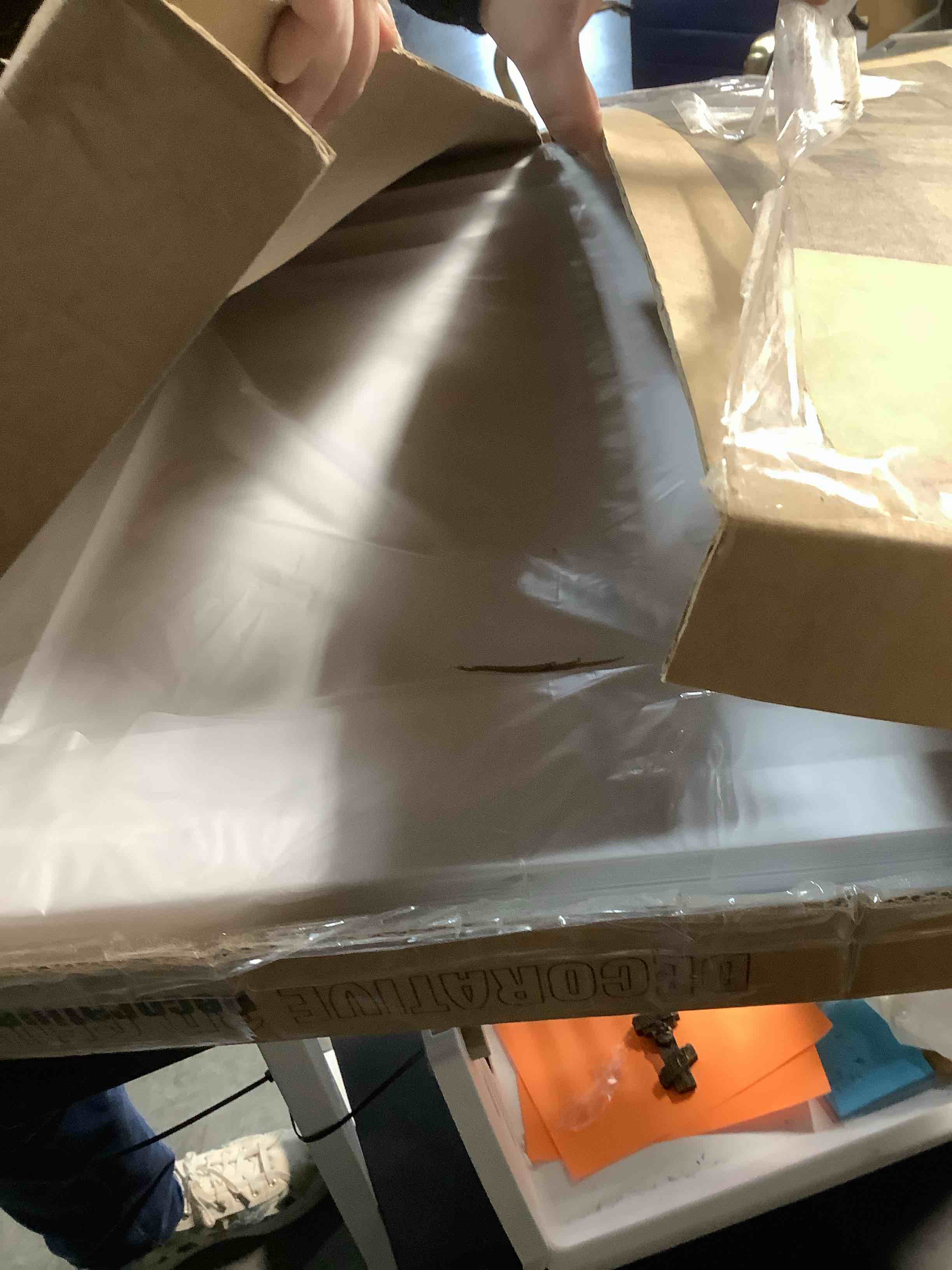 Condition photo showing New/Like New for Art3d 24-Pack 24x24 Inch PVC Waterproof Drop Ceiling Tiles for Home Décor - 2x2 ft 3D Modern Ceiling Panel for Suspended Grid, White 24"x24" White 24