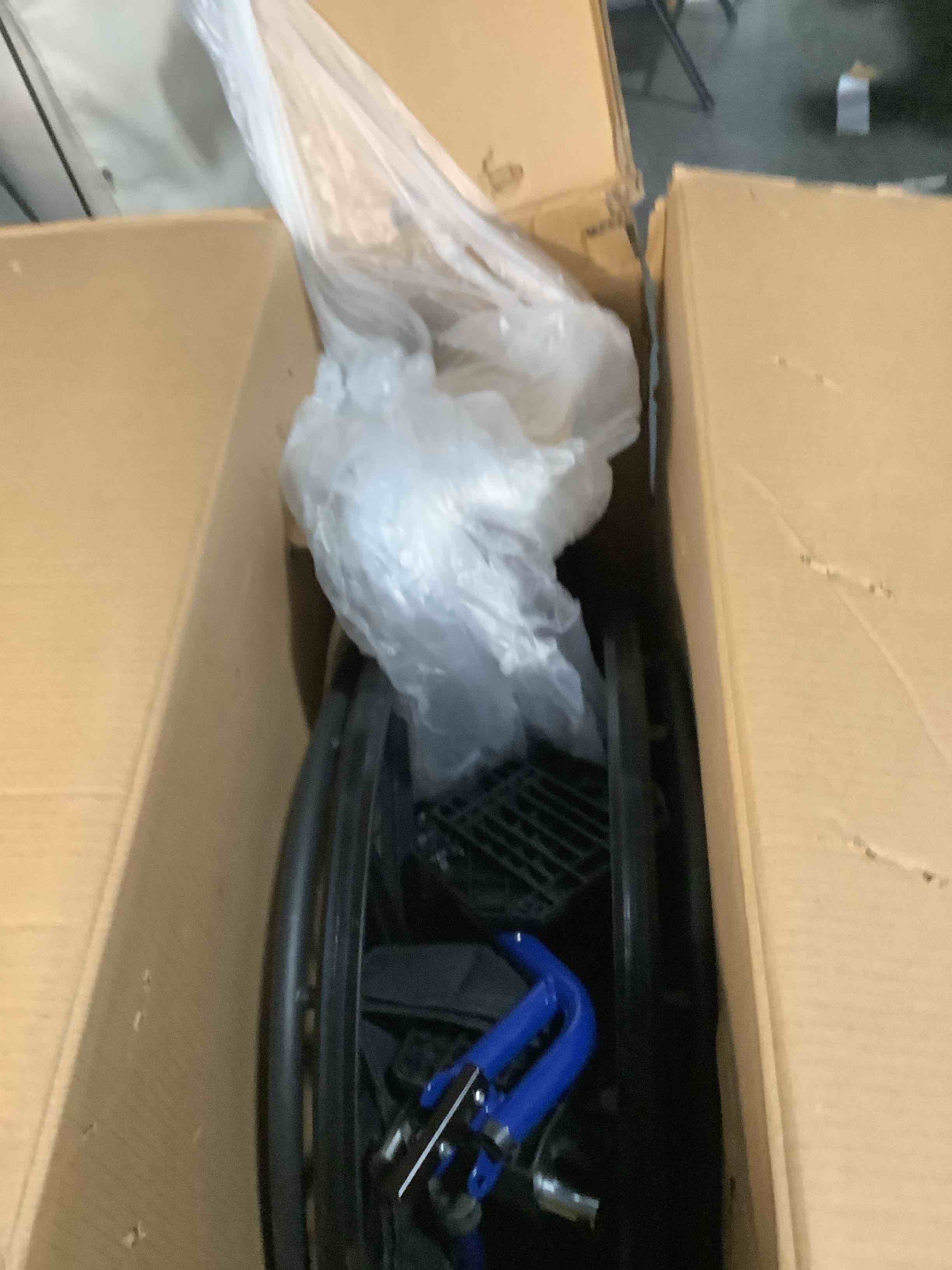 Condition photo showing Good Condition for Drive Medical Blue Streak Lightweight Wheelchair - Portable Folding Mobility Aid - Swing-Away Footrests - Desk Arms - Durable Steel Frame - Easy Transport & Storage - 16-Inch Seat 16 Inch