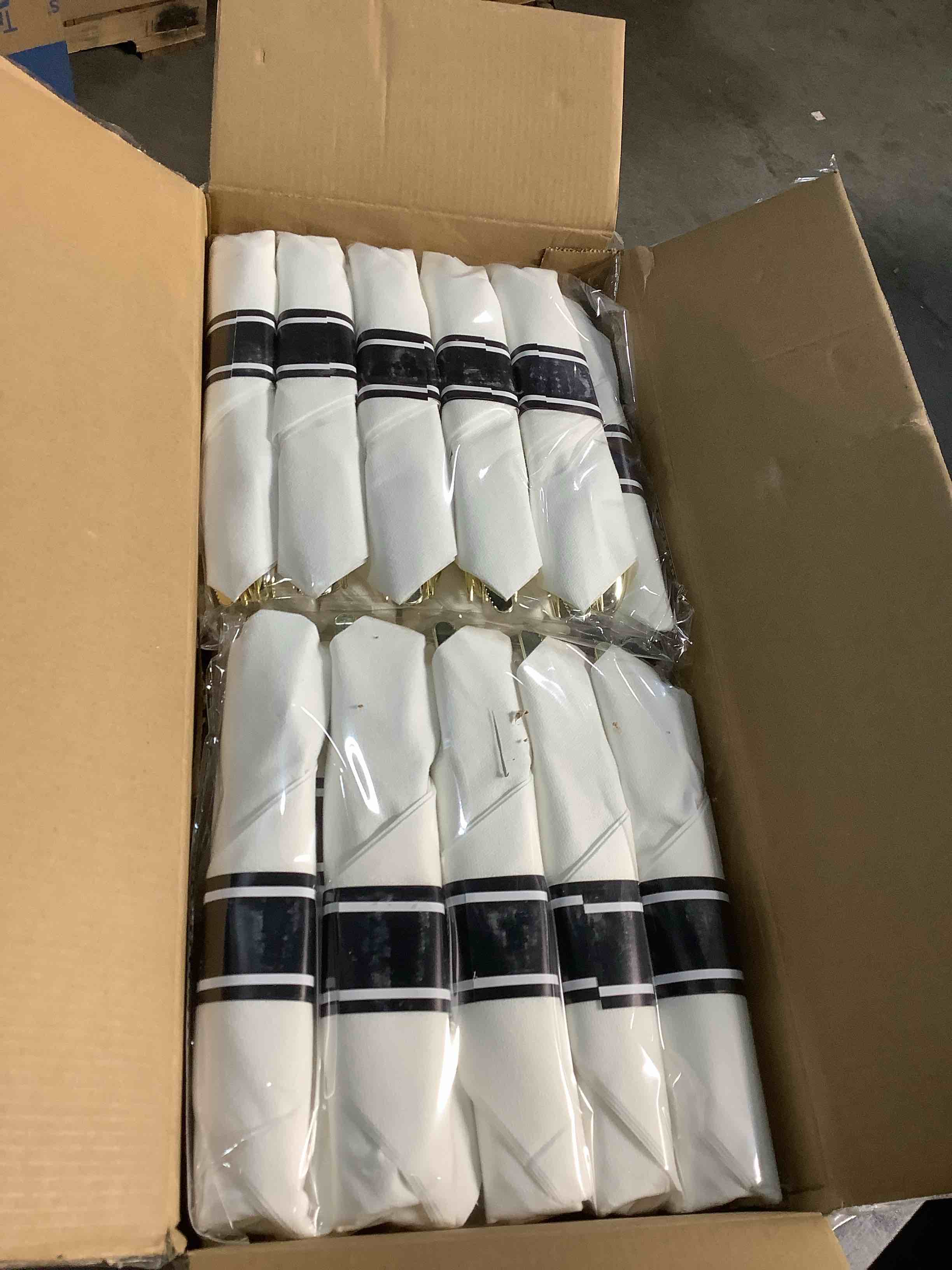 Condition photo showing New/Like New for Ciaell 350 PCS Black Plastic Plates - Black and Gold Plates - Black Disposable Plates Include 100 Disposable Plate, 150 Heavy Duty Silverware, 50 Cups, 50 Napkins for Wedding & Party