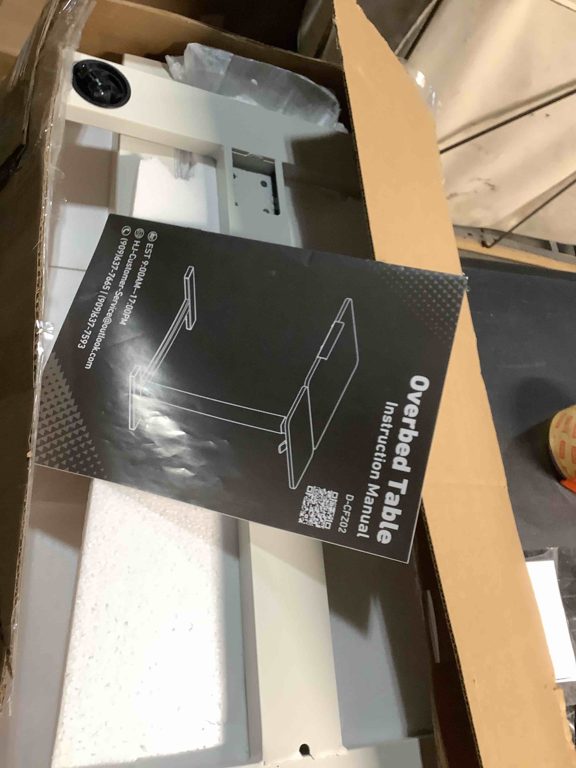 Condition photo showing Good Condition for SIMILAR PRODUCT WHITE/cream NEWBULIG Overbed Bedside Table Adjustable with Wheels, Small Rolling Standing Desk Portable Laptop PC Desks Side Computer Tray Stand Up with Tilting Top & Gas Lift for Home Office and Bedroom Brown