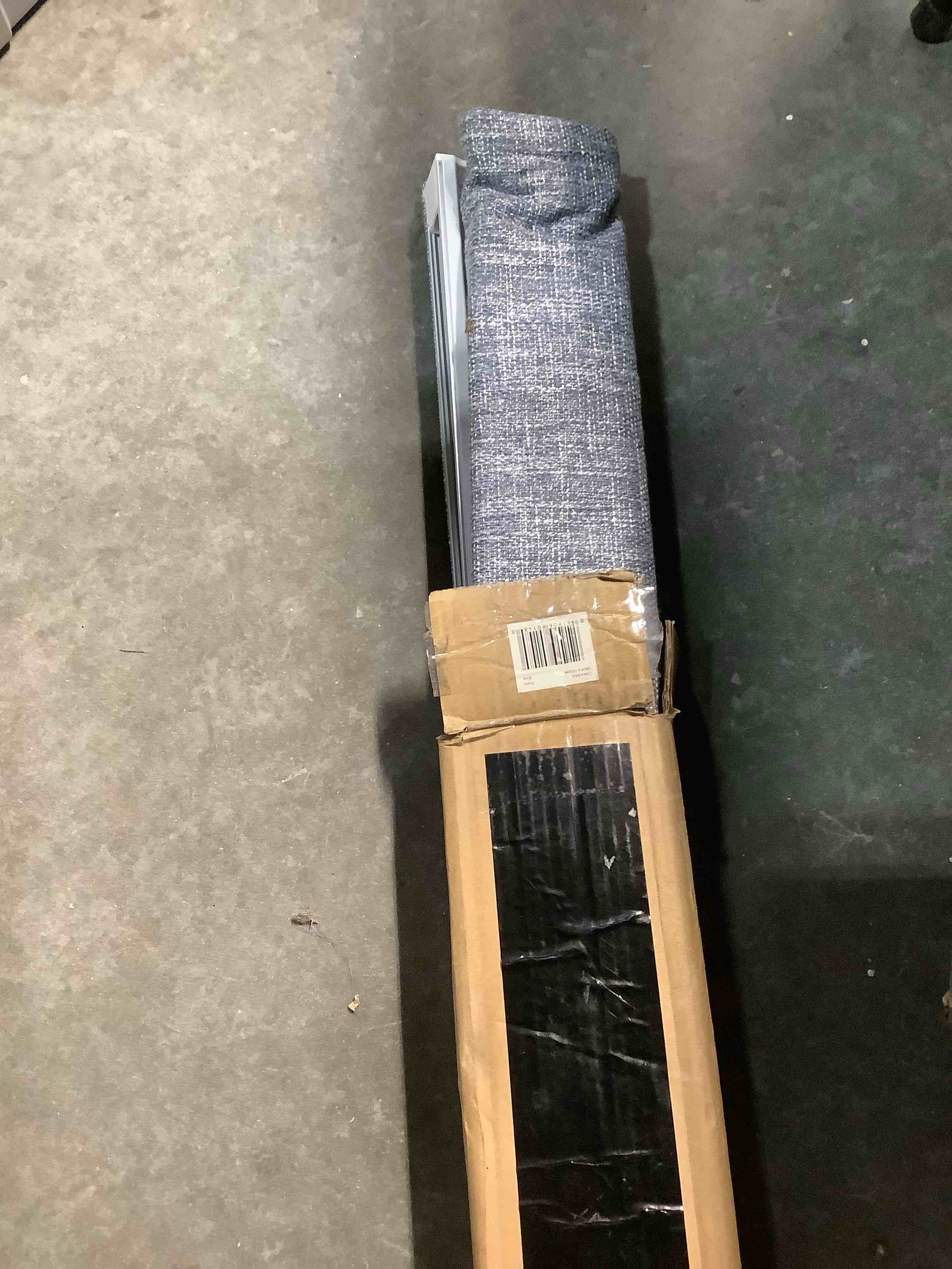 Condition photo showing Good Condition for Eclipse Drew Roman Shades for Windows, Cordless 100% Blackout Shades, 23 in Wide x 64 in Long, Noise Reducing, Energy Efficient and Textured Solid Window Shades for Living Room, Bedroom, Blue