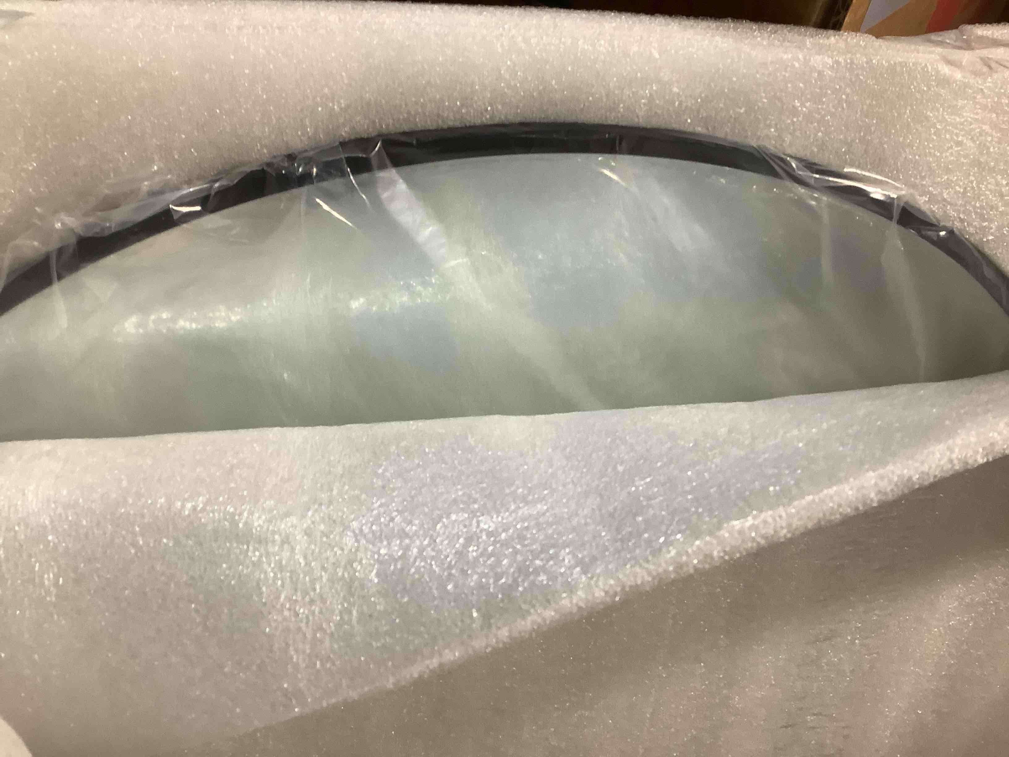 Condition photo showing Good Condition for Bathroom Mirror for Wall, 24 Inch Round Mirror, Matte Black Metal Framed Circle Vanity Mirror for Bathroom Bedroom Living Room Entryway, Anti-Rust, Tempered Glass, Hanging or Leaning