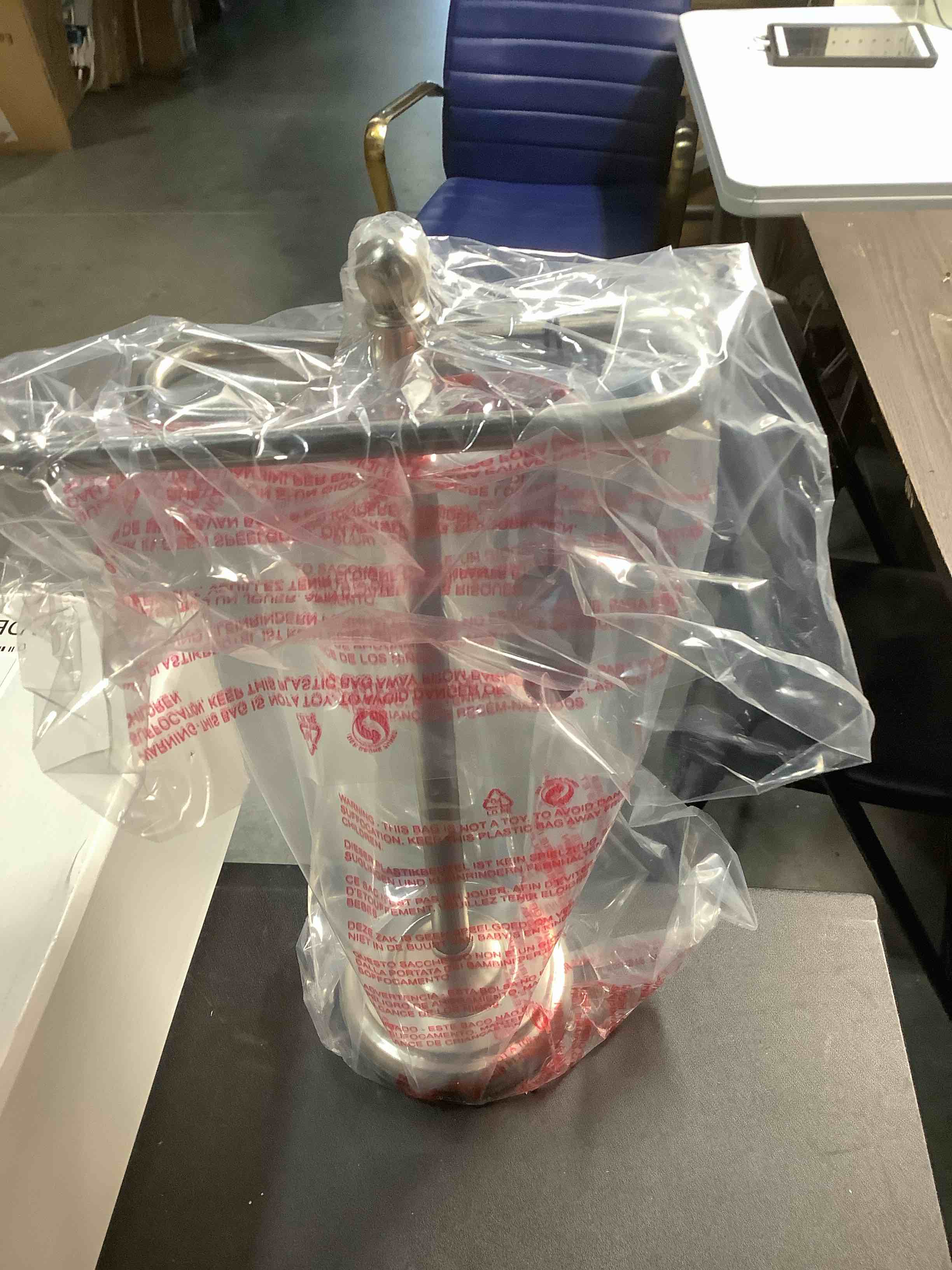 Condition photo showing New/Like New for Freestanding 14.25 H Countertop S-Style Hand Towel Holder  Satin Nickel