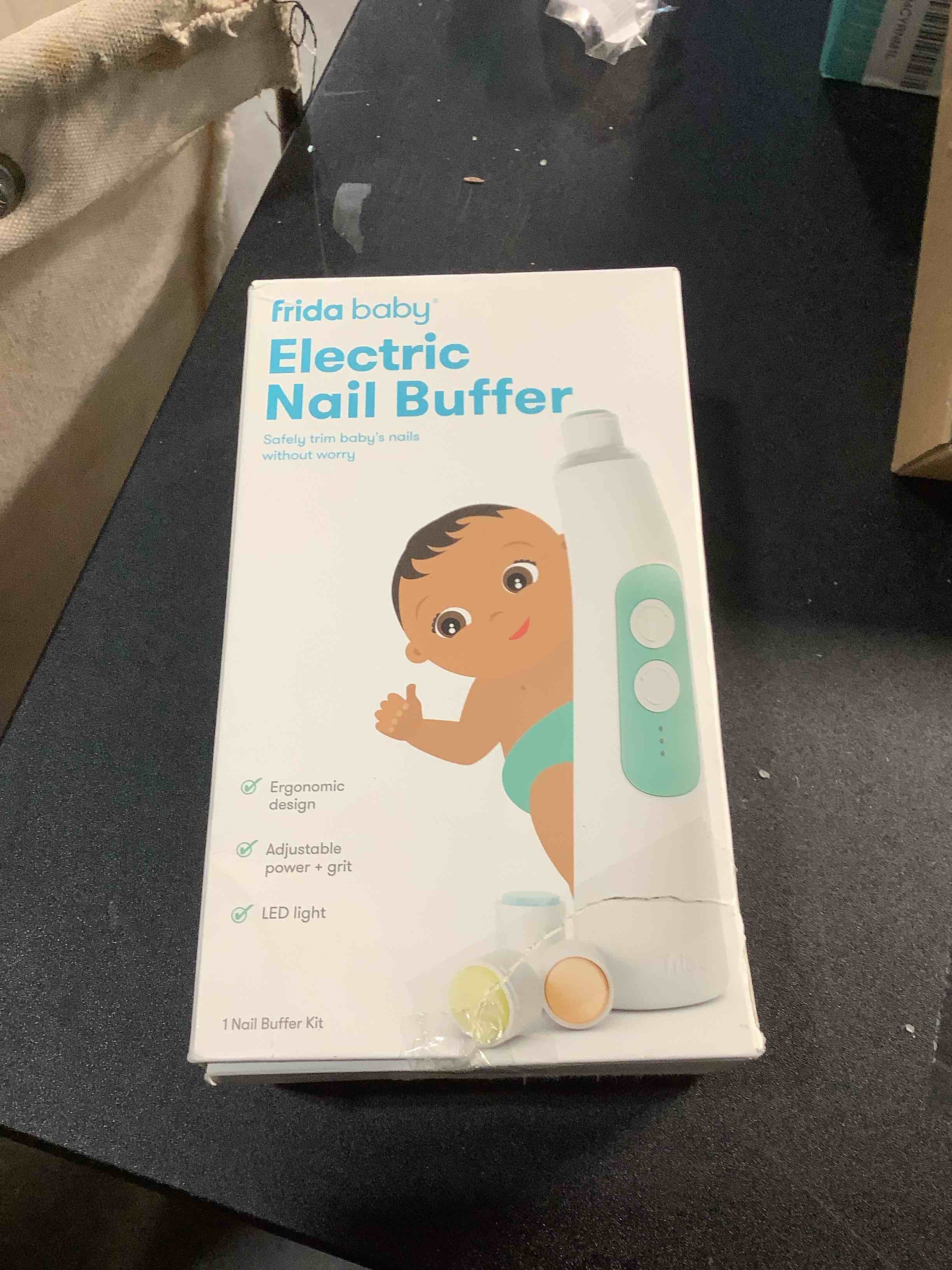 Condition photo showing Good Condition for Frida Baby Electric Nail Trimmer, Safe & Easy Electric Nail File, Baby Nail Clipper & Nail Trimmer Kit for Newborn, Toddler, or Children Fingernails & Toenails, 4 Buffer Pads, LED Light, Storage Case