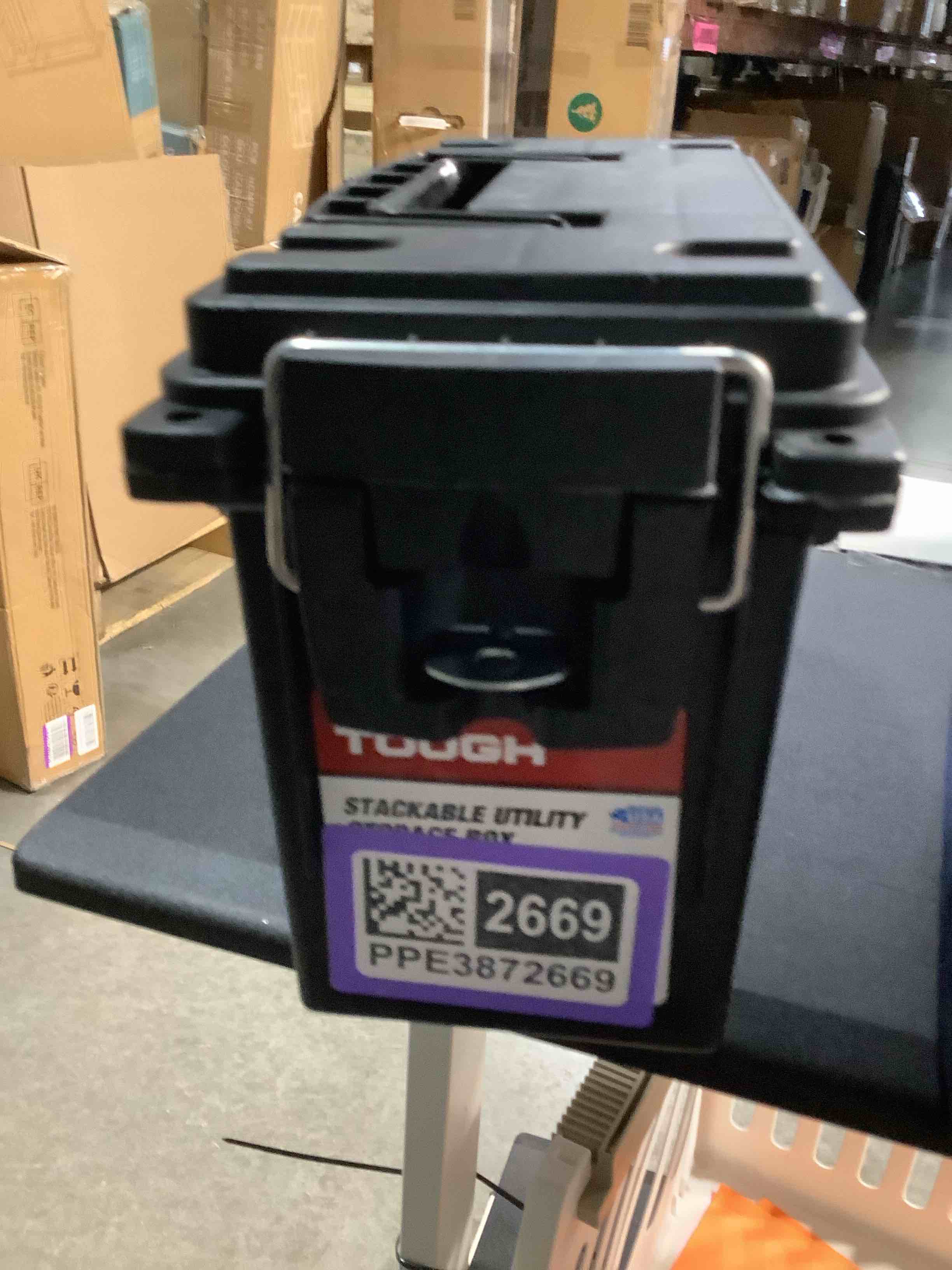 Condition photo showing Good Condition for hyper tough black locking and stacking utility box