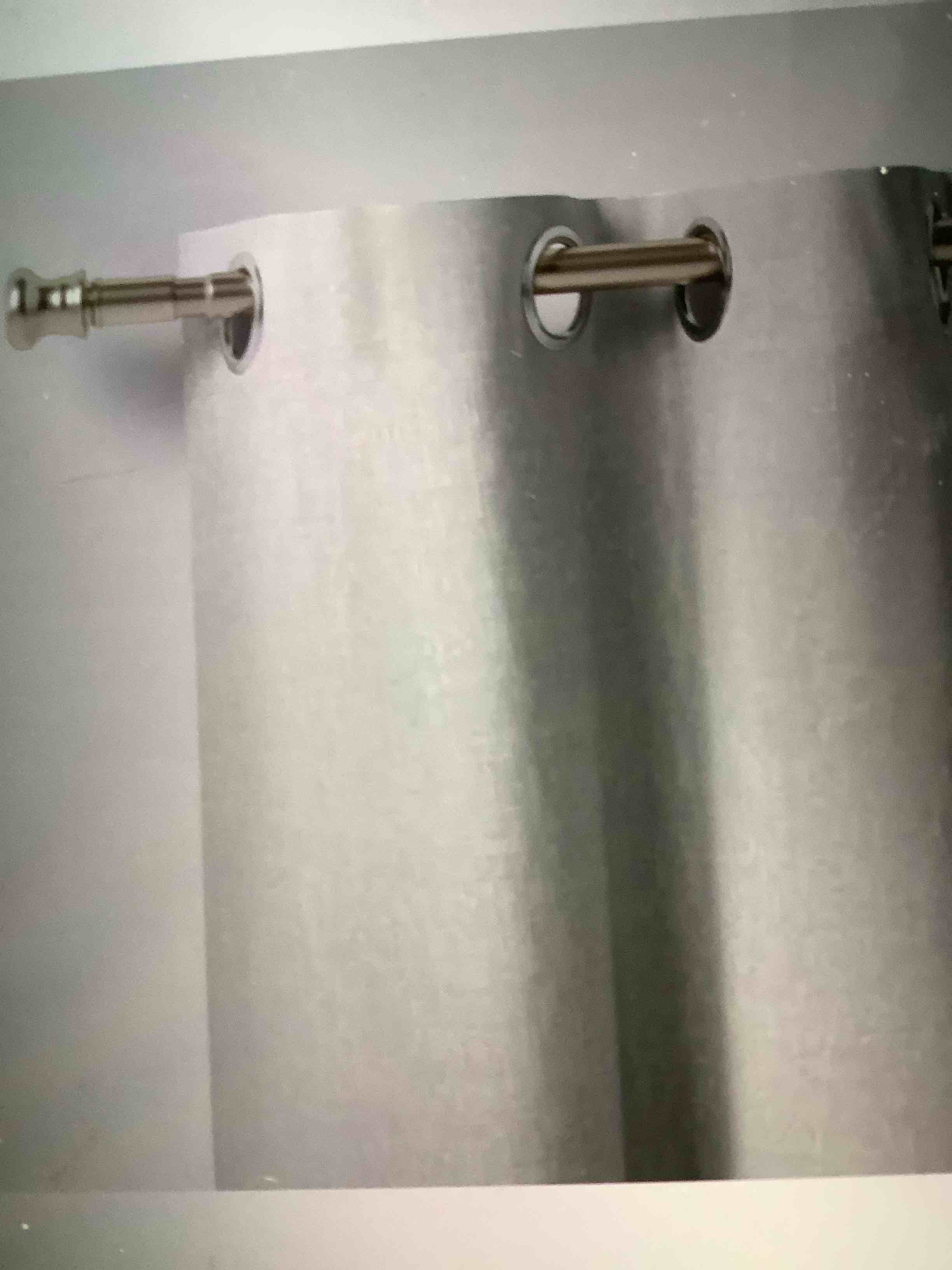 Condition photo showing Good Condition for 48”x 84”;Twist and Shout easy install curtain rod brushed nickel