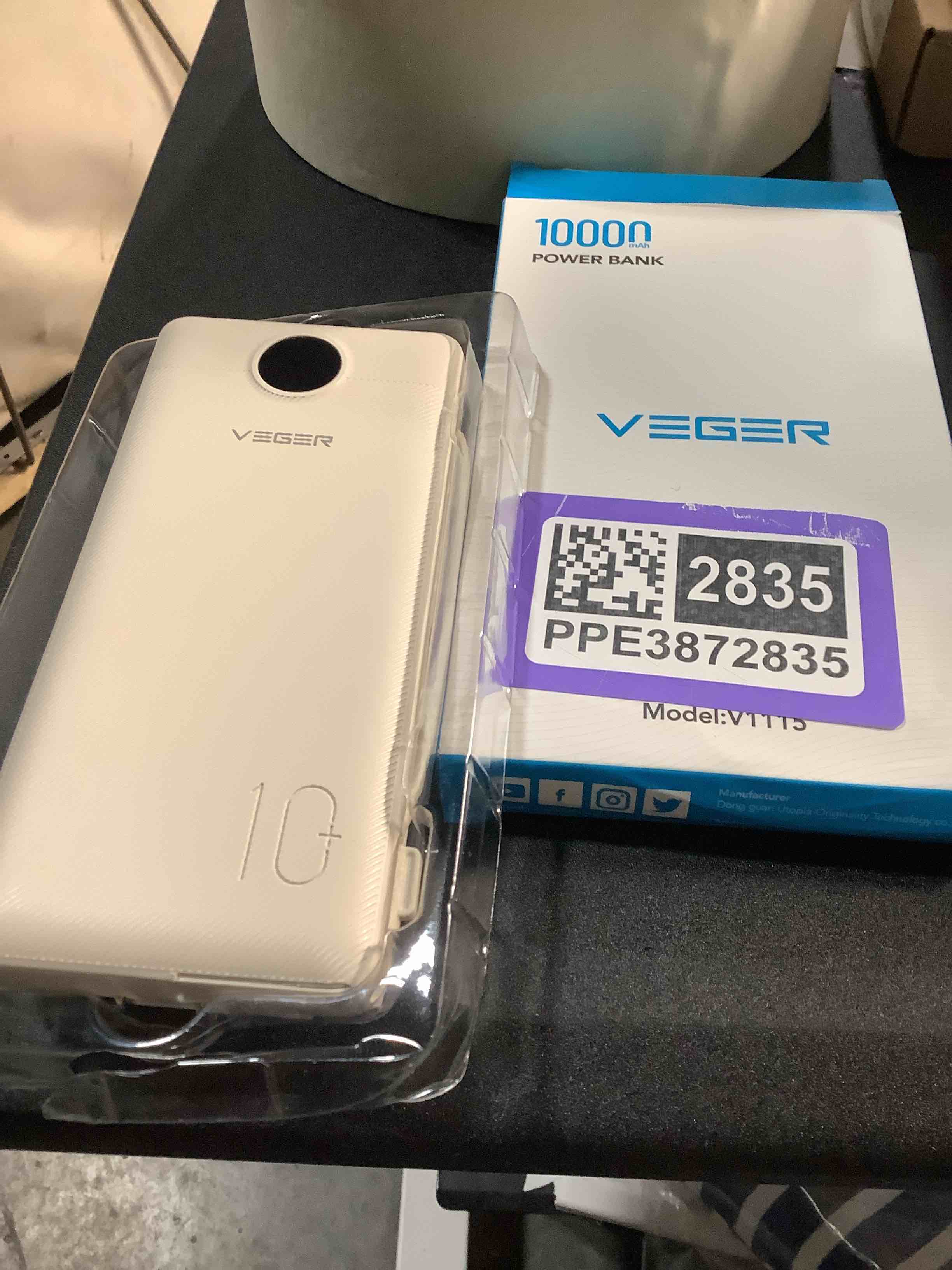 Condition photo showing Good Condition for TAN COLOR VEGER Portable Charger for iPhone Built in Cables and Wall Plug, 10000mah Slim Fast Charging USB C Power Bank, Travel Essential Battery Pack Compatible with iPhones, iPad, Samsung More Devices(Purple) E Purple