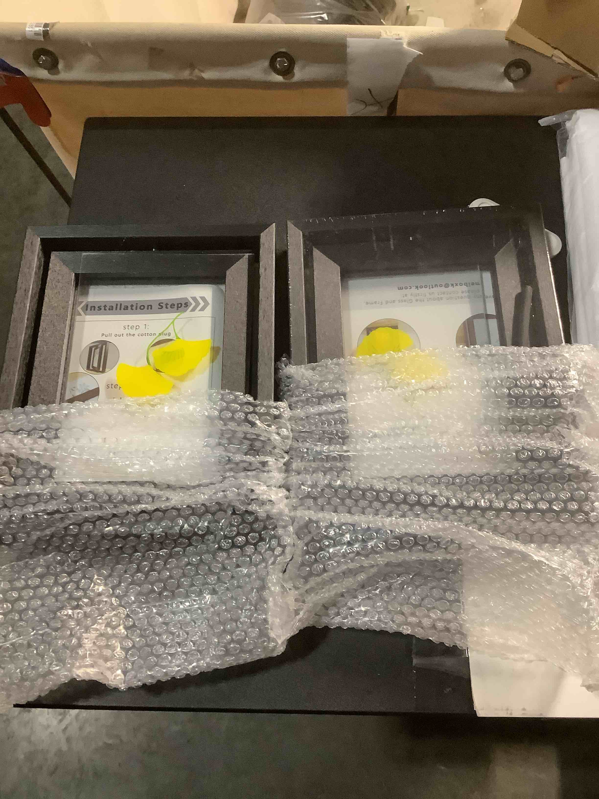 Condition photo showing Good Condition for 2 Pack 5x7 Black Rotating Floating Picture Frames, Double-Sided Solid Wood Photo Frame with HD Glass, Shatterproof, Fade Resistant, UV Protection, Vertical or Horizontal Tabletop Display