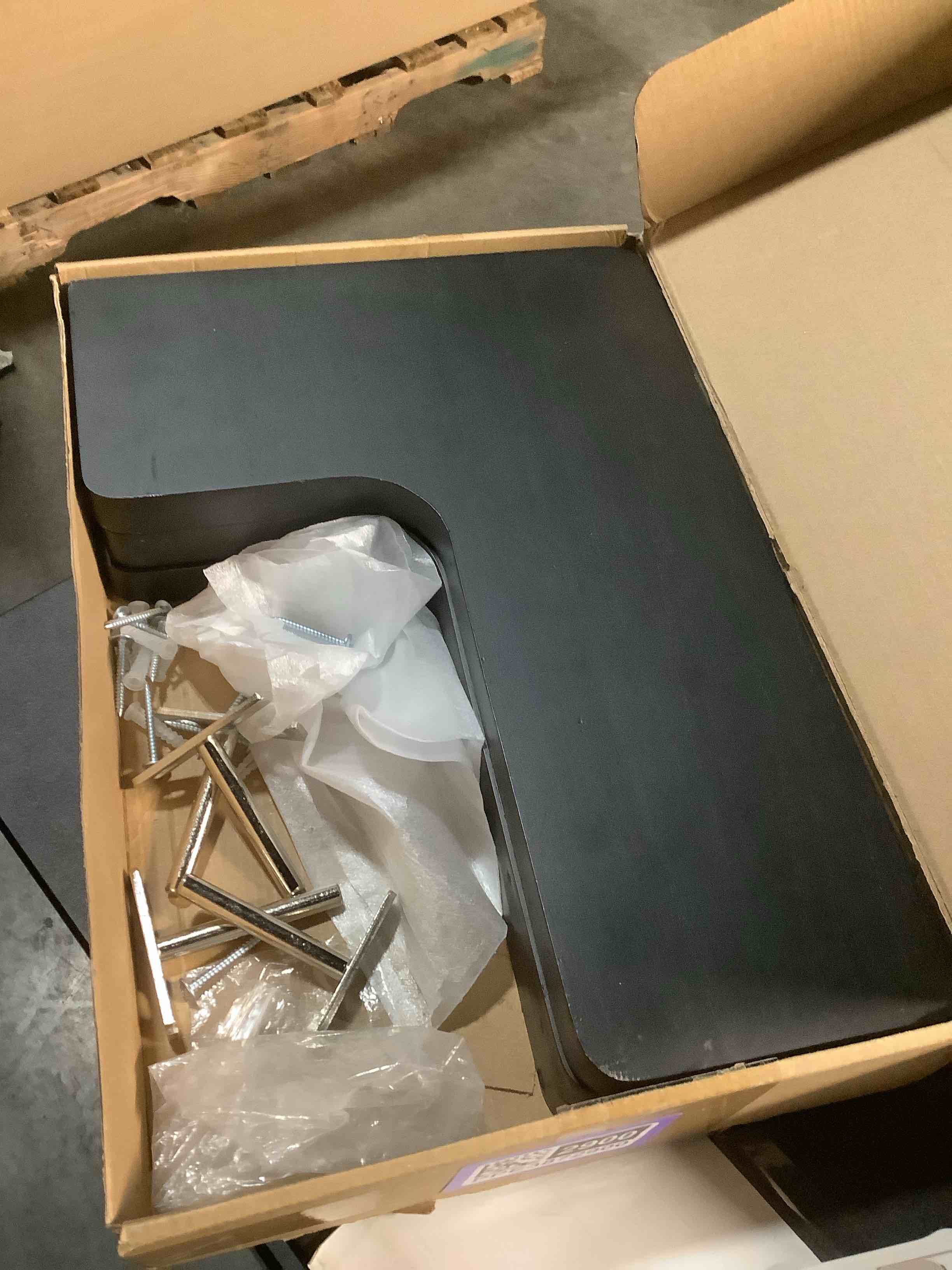 Condition photo showing Good Condition for jubilander Floating Corner Shelves Set of 3, Solid Wood Picture Wall Shelf, Floating Shelves for Storage for Bedroom Kitchen Bathroom Living Room (Black)