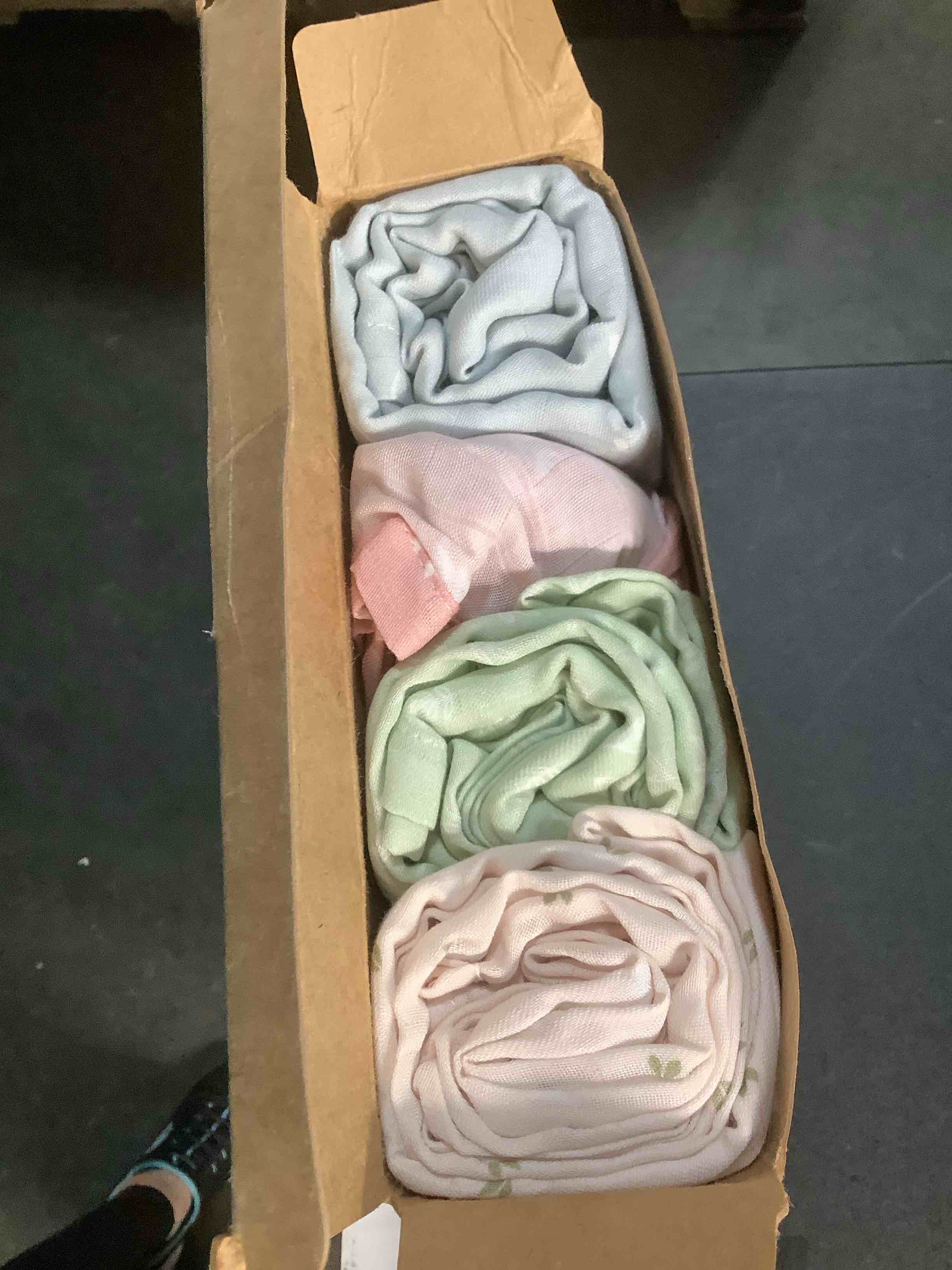 Condition photo showing Good Condition for 4-Pack Muslin Swaddle Blankets for Boys, Girls - Organic Baby Swaddles for Newborns, Soft & Breathable Receiving Baby Blankets for Girl, Boy, Neutral, Newborn Essentials Gift (Bloom)