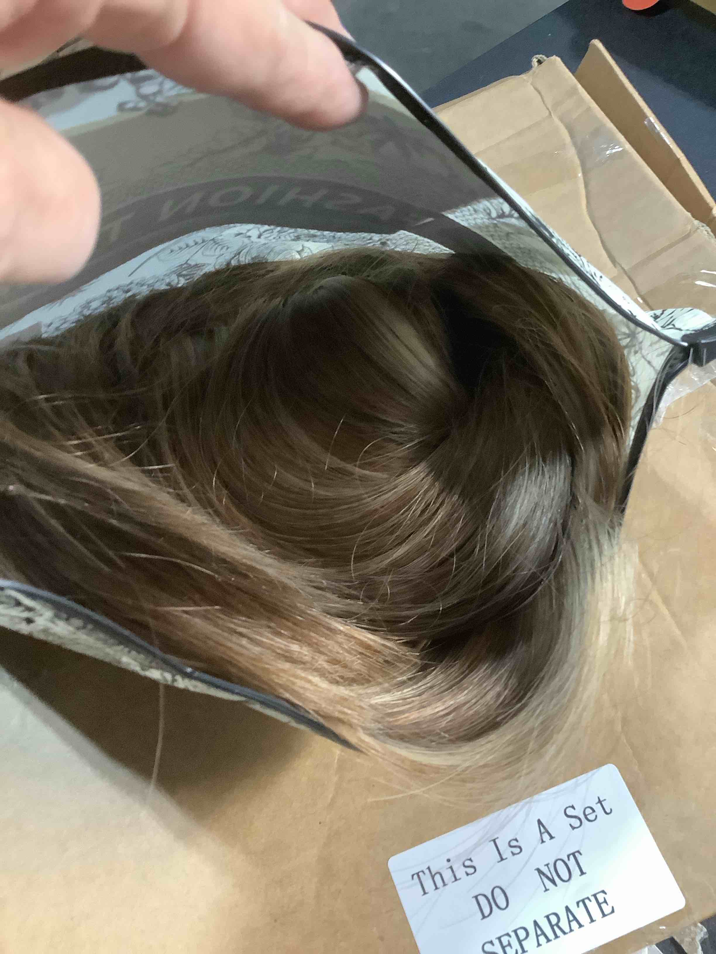 Condition photo showing Good Condition for NOVFLKW Brown Long Straight Layered Wig with Bangs for Women 26 inch Light Brown with Blonde Put on Go Realistic Synthetic Heat Resistant Natural Wig for Girls Party Cosplay and Daily Use