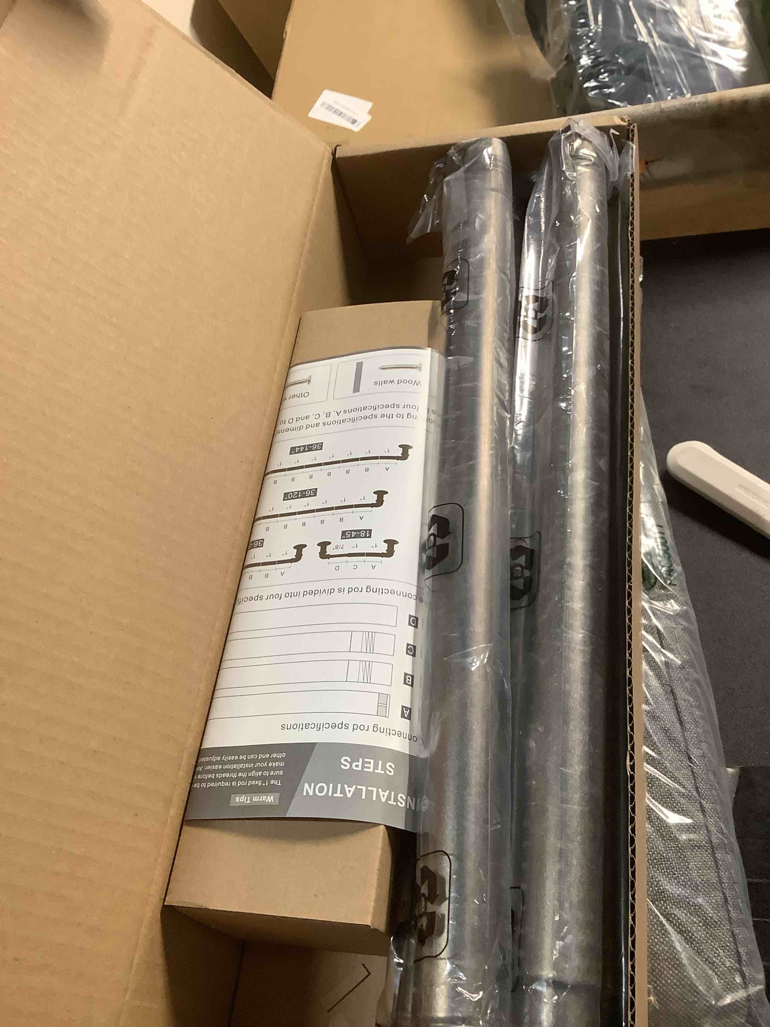 Condition photo showing Good Condition for Industrial Curtain Rods for Windows 18 to 120 Inches Adjustable Length, 1 Inch Diameter, with Aluminium Finials (Antique Silver, 18” to 120”) Antique Silver 18" to 120"
