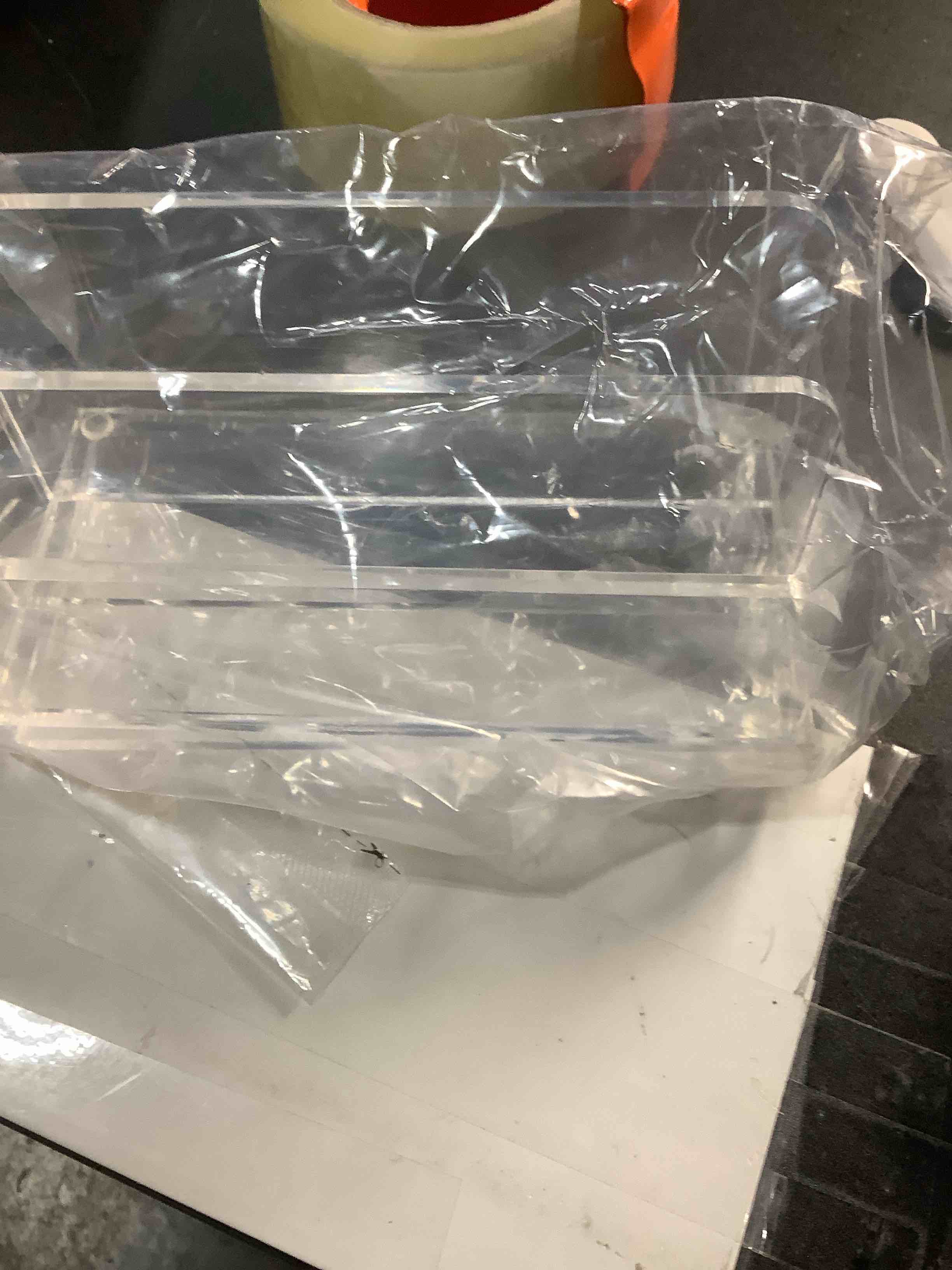 Condition photo showing Good Condition for SANRUI Acrylic Mail File Organizer Sorters for Desk, 3 Upright Compartments Laddered Clear Desktop Vertical Letter Holder, Multifunction Envelope Folder Racks Holders for Office,Home, School 3-Compartment Laddered
