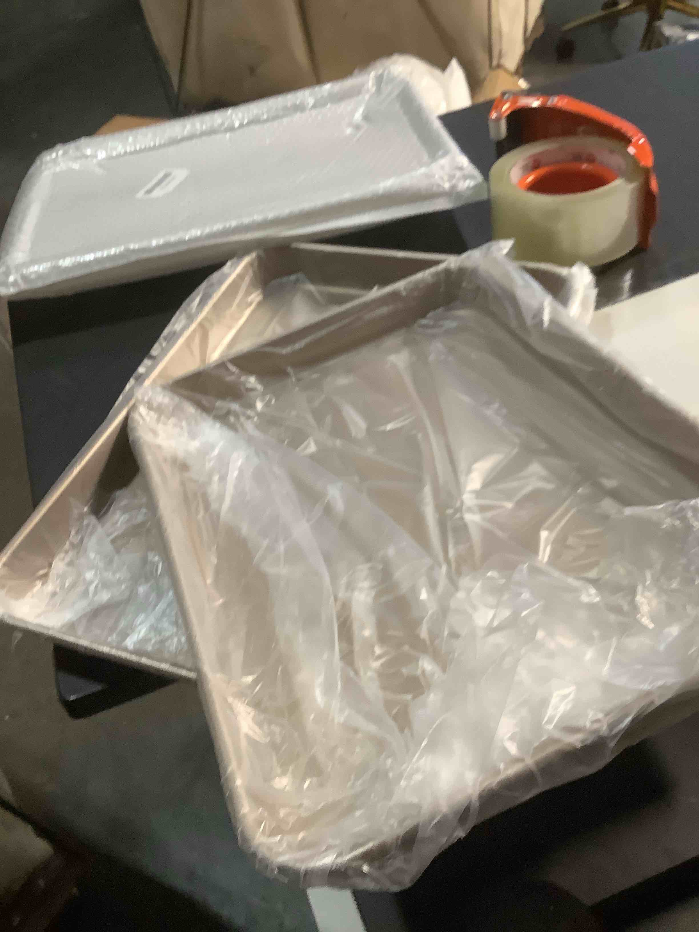 Condition photo showing Good Condition for 2 Pack 14 X 10 Inches Quality Baking Sheet Pan, Slick Carbon Steel Baking Sheet Set, Warp Resistant Nonstick Cookie Baker's Half Sheets for Baking, Roasting, Gold