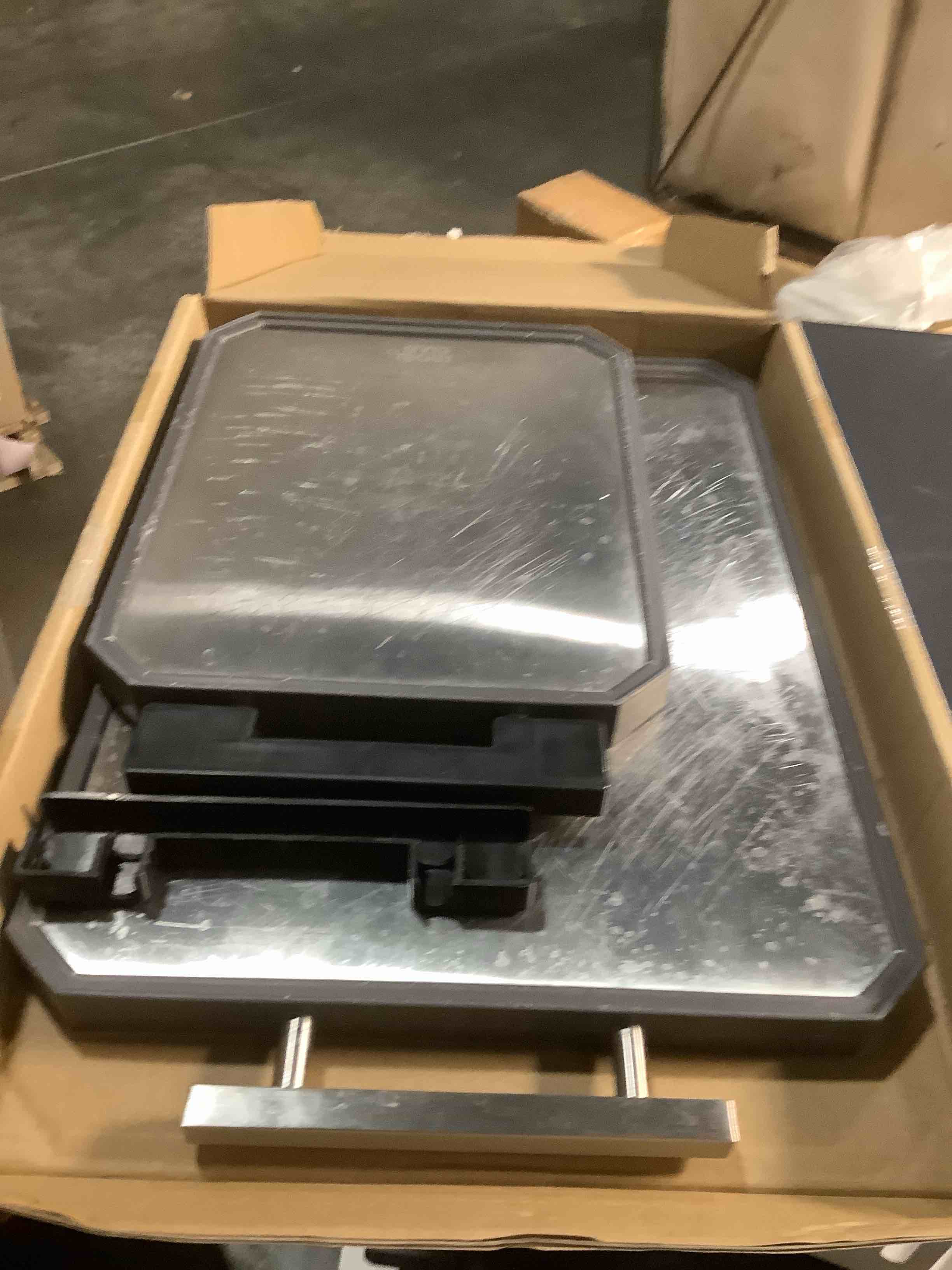 Condition photo showing As Is for SNOWCLAD Stainless Steel Cutting Board,Double Sided Steel Cutting Board Set for kitchen,Stainless Steel/Wheat straw pp Large for meat,Dishwasher Safe [16 * 11+12 * 8.3 Inch] Set of 2