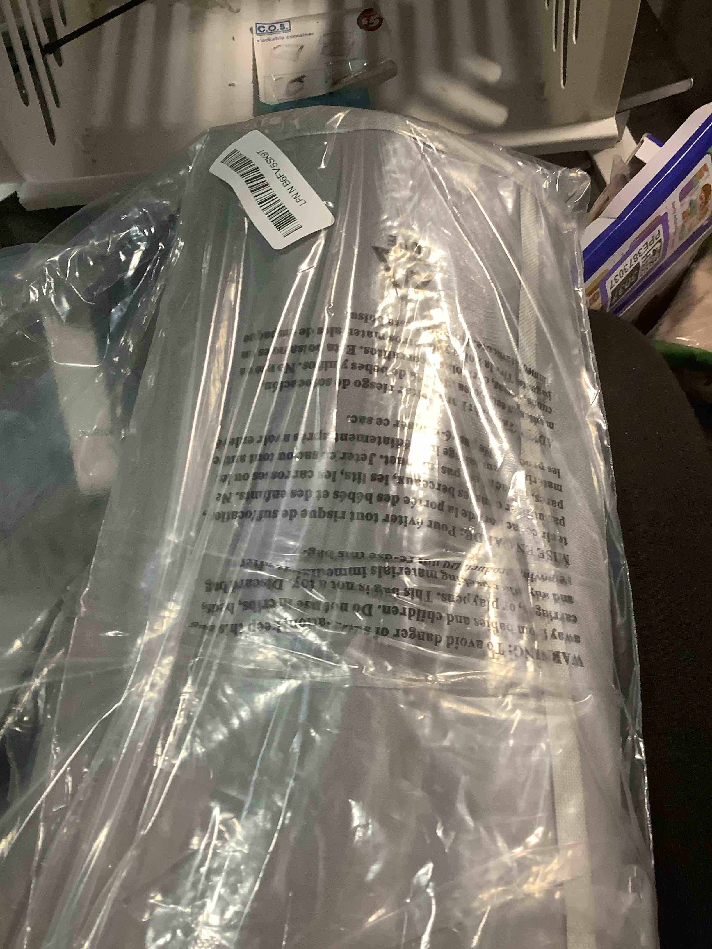 Condition photo showing Good Condition for Hanging Toy Storage over Door, Block Stuffed Animal Organizer Idea with 4 Removable Case Bag, Bi-Fold Closet Holder with Mesh Pocket for Kid Boy Girl Grey