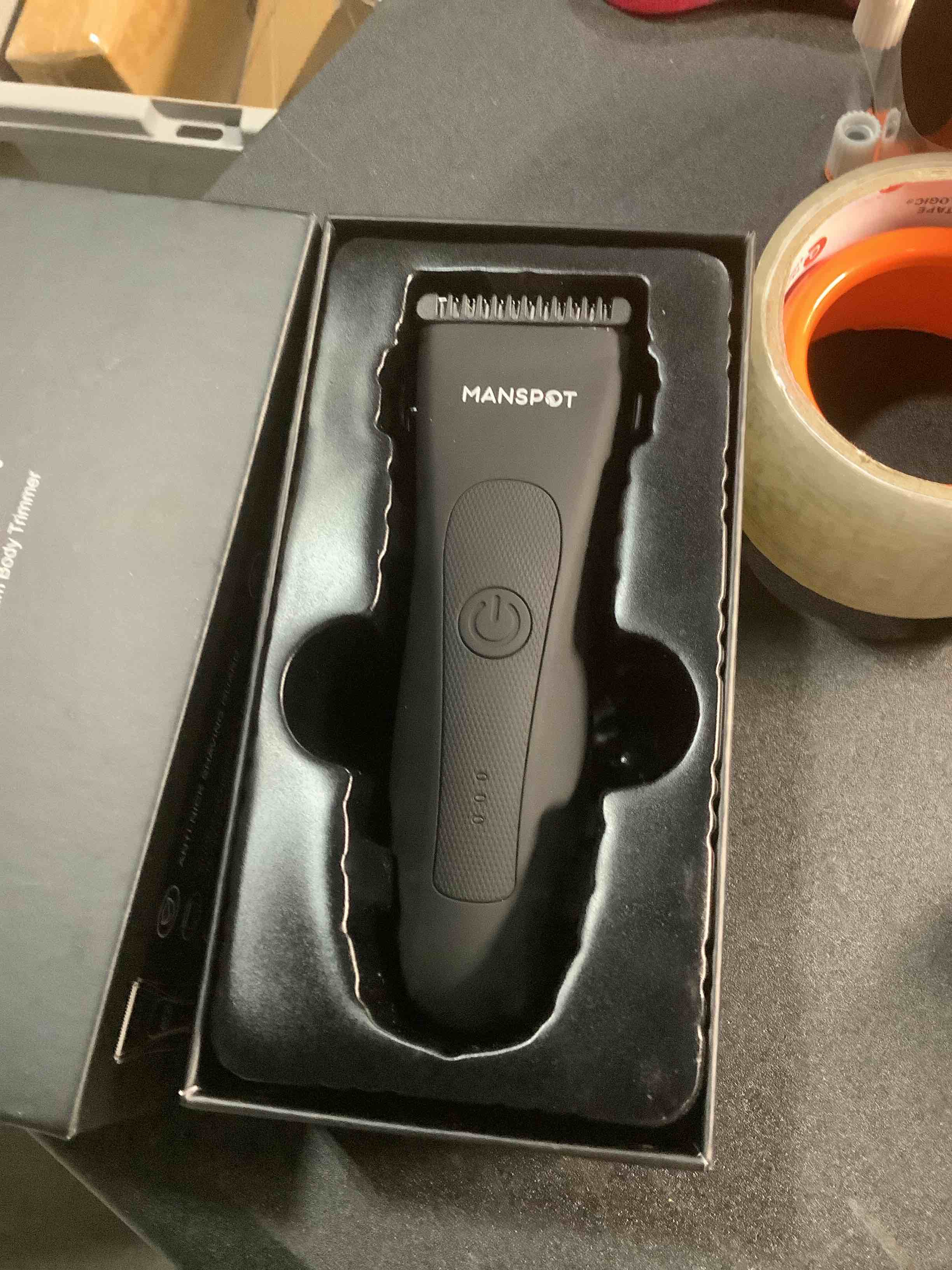 Condition photo showing Good Condition for MANSPOT Manscape Groin & Body Hair Trimmer for Men, Electric Ball Pubic Trimmer Shaver,Manscape Kit with 4 Guard,Replaceable Ceramic Blade Heads,Waterproof Wet/Dry Shaver,90 Minutes Shaving Black