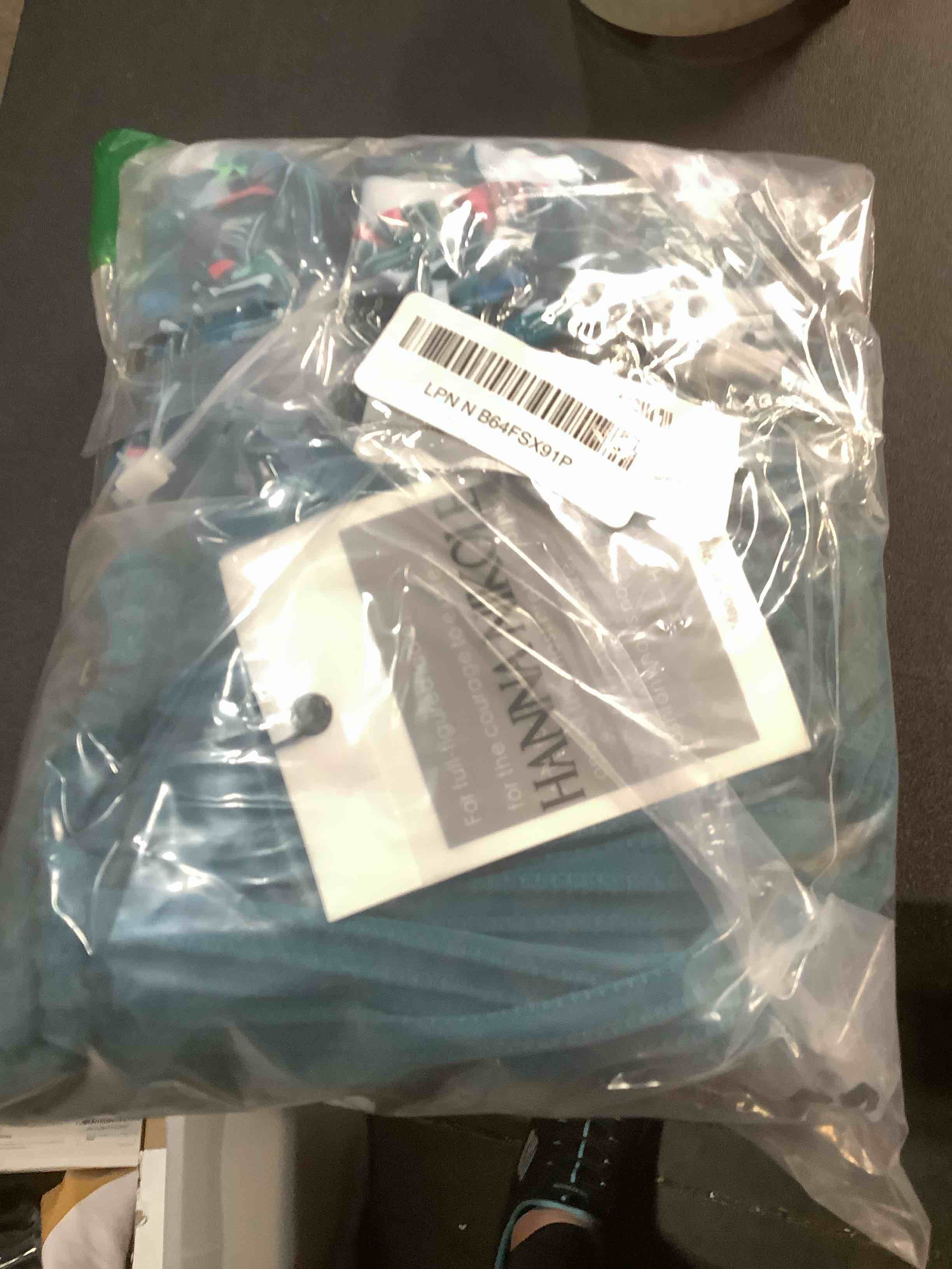 Condition photo showing Good Condition for Hanna Nikole Women Textured Tankini Swimsuits, 2 Piece Bathing Suit Tummy Control, Push Up Twist Front Swimwear Ruched Blue Green X-Large