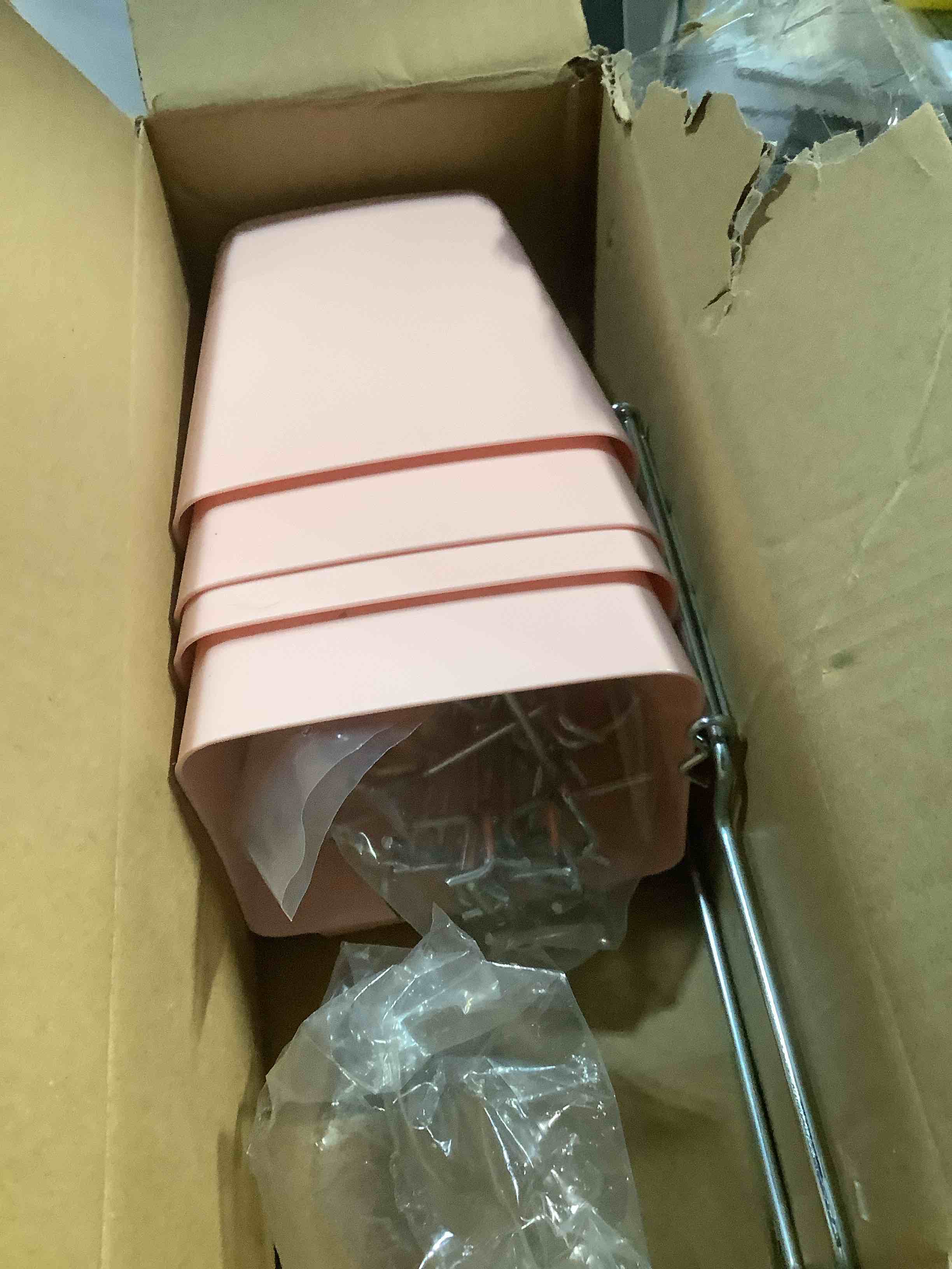 Condition photo showing Good Condition for G.CORE Peg Board Organizer 21 Pack, Pegboard Accessories with Baskets Cups Hooks - 1/8" & 1/4" Peg Board Wall Tool Organizers, Utility Holders & Hangers for Garage Craft Workbench White & Pink