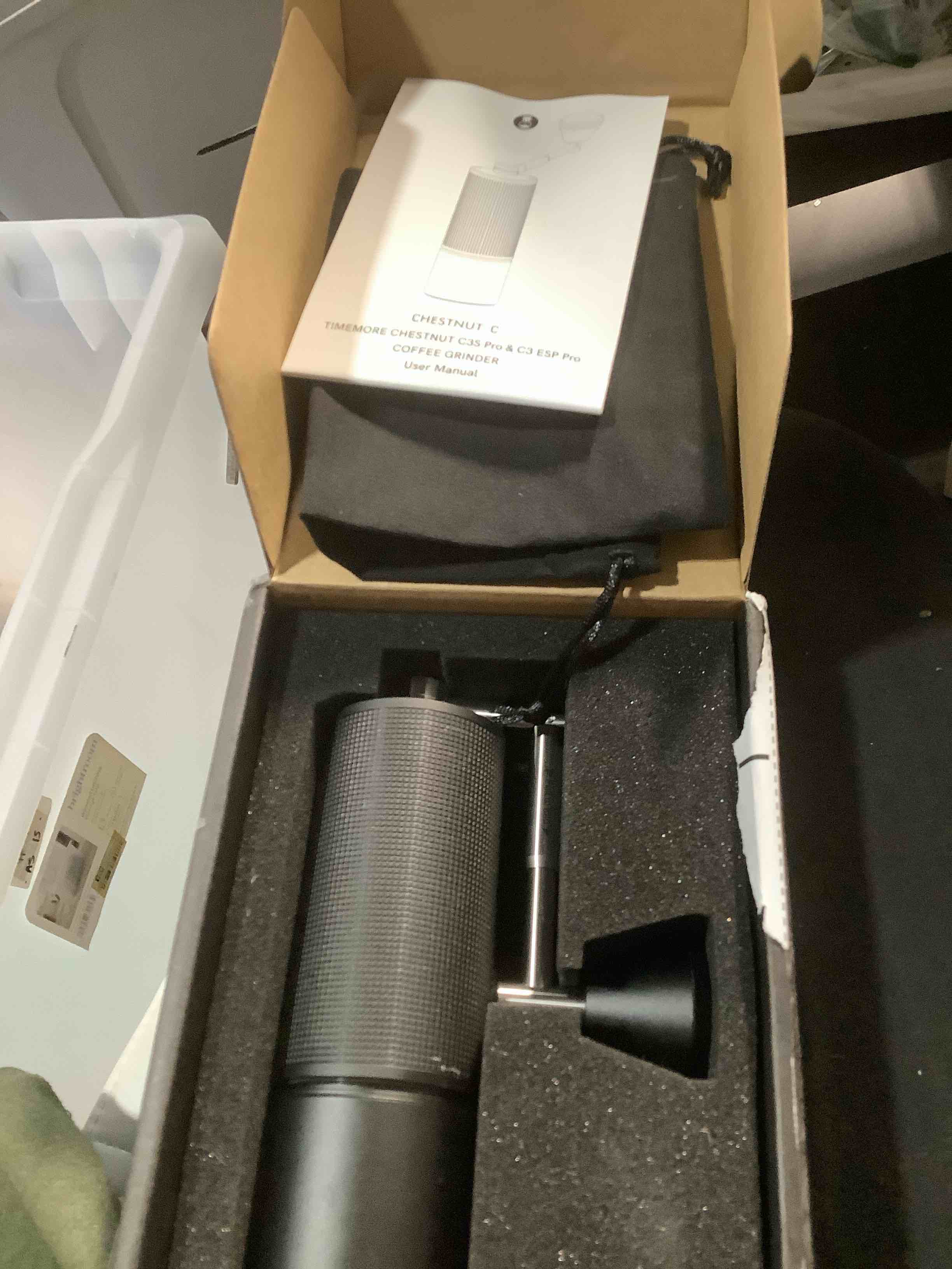 Condition photo showing Good Condition for TIMEMORE Chestnut C3 ESP Pro Hand Coffee Grinder, Stainless Steel S2C Conical Burr Manual Coffee Grinder with Foldable Handle, Adjustable Grind Setting for Espresso to French Press - Black C3 ESP Pro - Black