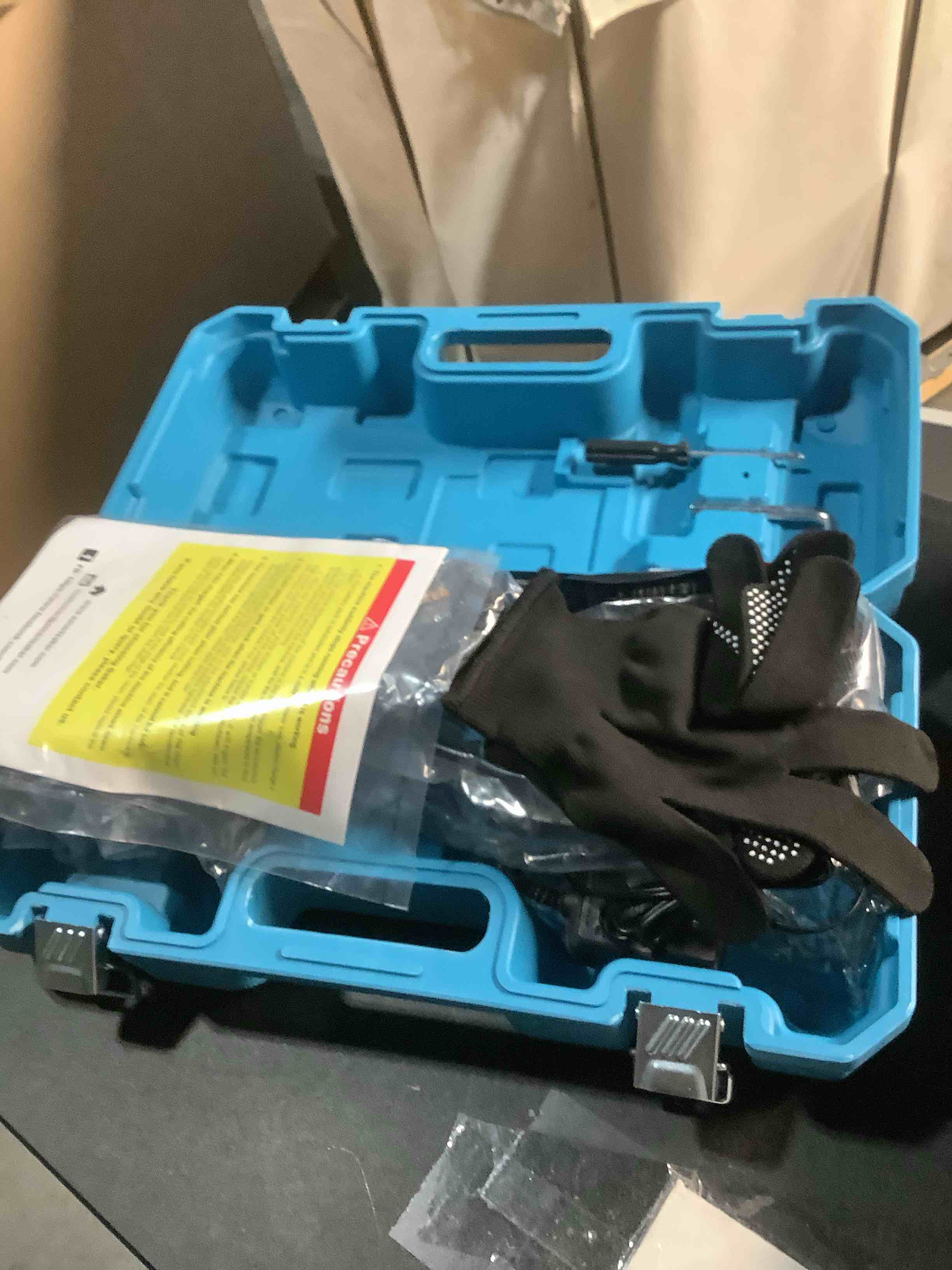 Condition photo showing Good Condition for Saker Mini Chainsaw,6 Inch Portable Electric Chainsaw Cordless, Small Handheld Chain saw for Tree Branches,Courtyard, Household and Garden,Gifts for Men Dad Husband Women 6 Inch Blue