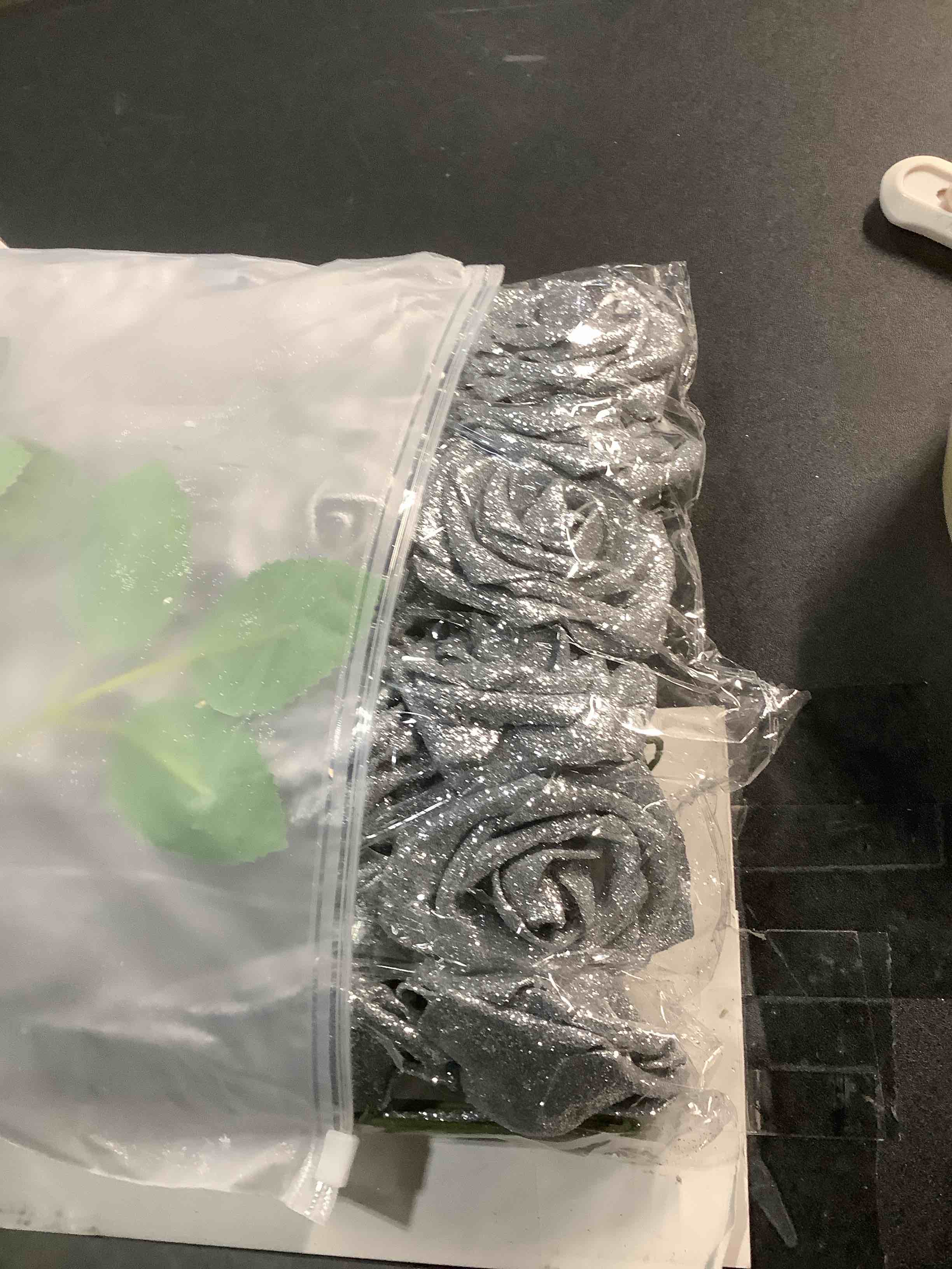 Condition photo showing Good Condition for IPOPU 30PCS Silver Fake Glitter Roses 3.15" Faux Roses Artificial Flowers with Stems for DIY Wreath Wedding Bouquet Party Christmas Home Decoration Silver 30PCS 3.15"