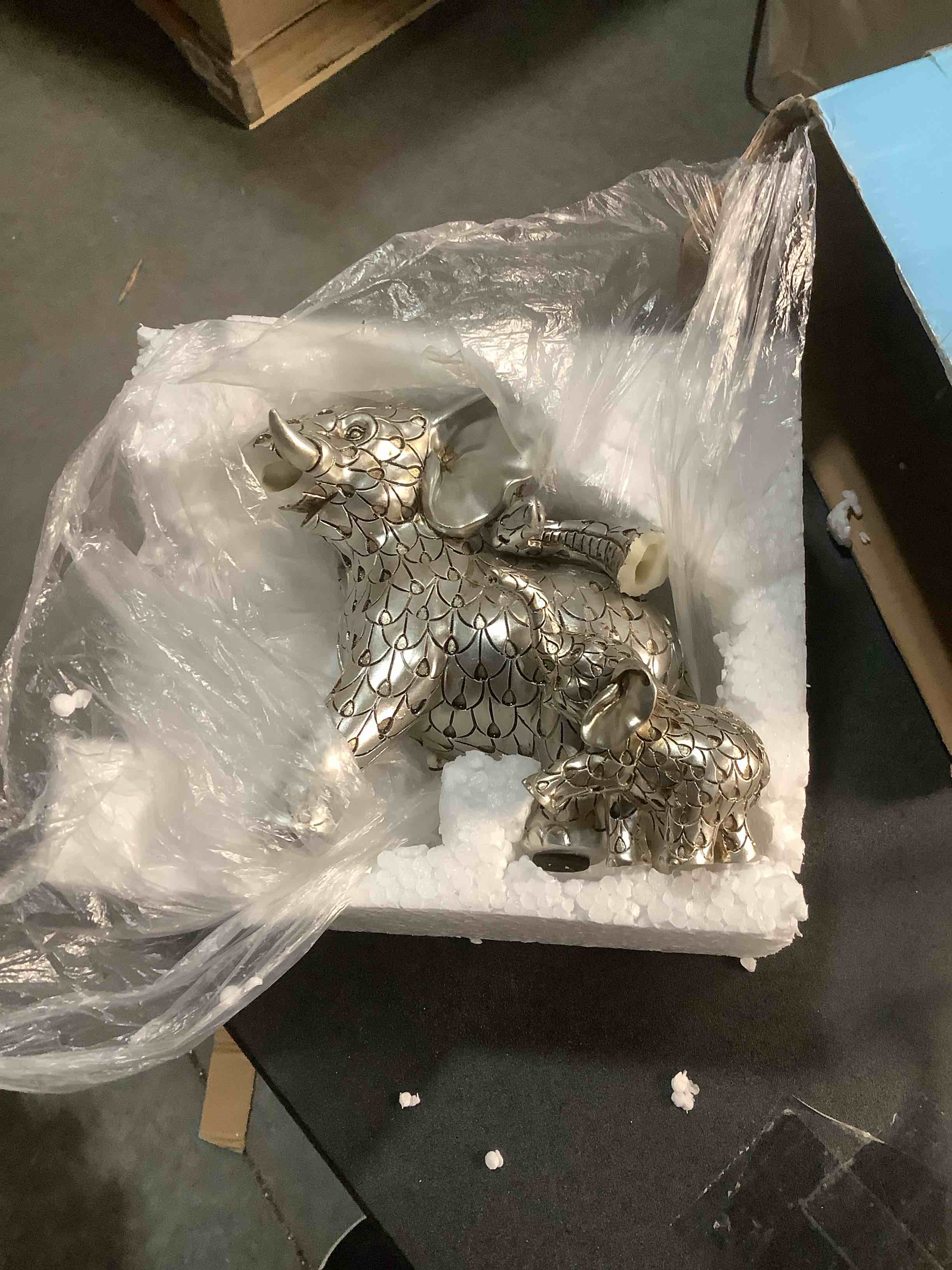 Condition photo showing Good Condition for Vintage Silver Elephant Statue.Elephant Figurines Inspiring Good Luck,Health.Unique Elephant Gifts for Women,Moms.Elephant Home Decor Ornaments for Living Room,Bookshelf,Table Centerpiece,Office.