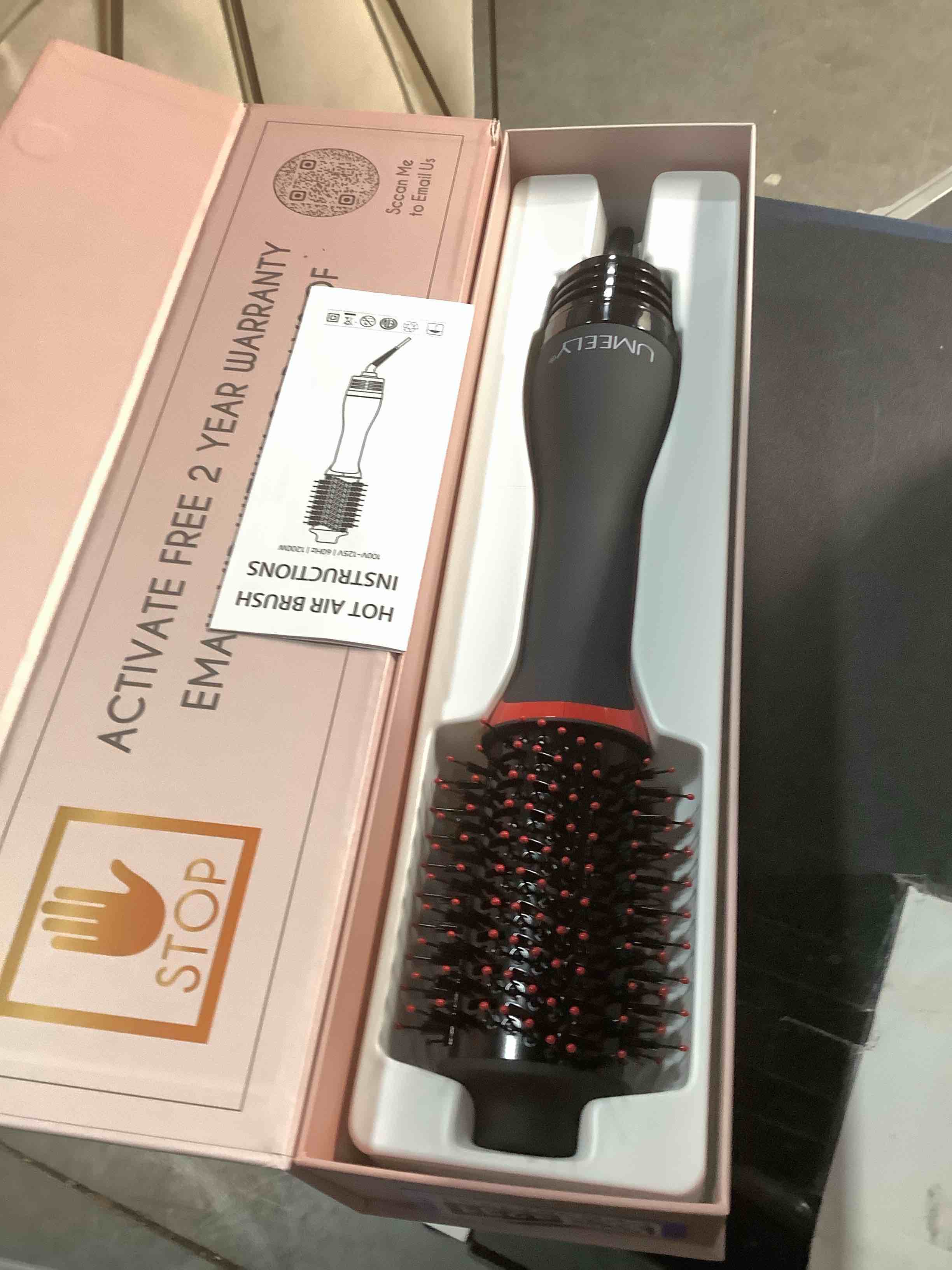 Condition photo showing Good Condition for Plus 2.0 Hair Dryer Brush Blow Dryer Brush in One, 2'' Oval Brush Head Hot Air Brush Styler & Volumizer with Ionic Technology, NTC Smart Temp Control for Smooth, Frizz-Free, Shiny Hair Black/Red