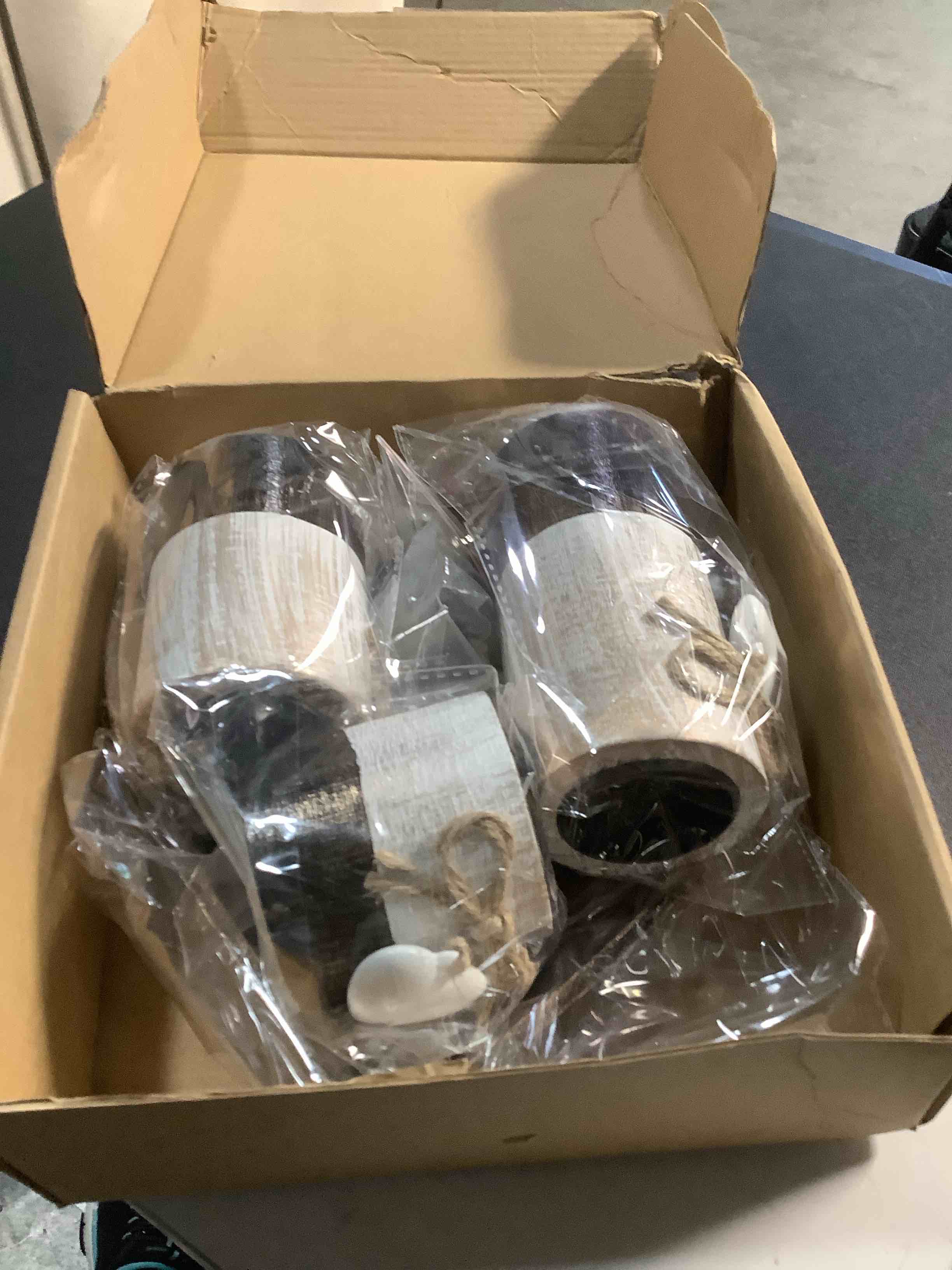 Condition photo showing Good Condition for Farmhouse Candle Holders 3 Pack Rustic Wooden Pillar Candle Holder with Heart Tray and Stones Tealight Candles Holders Farmhouse Centerpiece for Coffee Table Mothers Day Valentines Home Decor