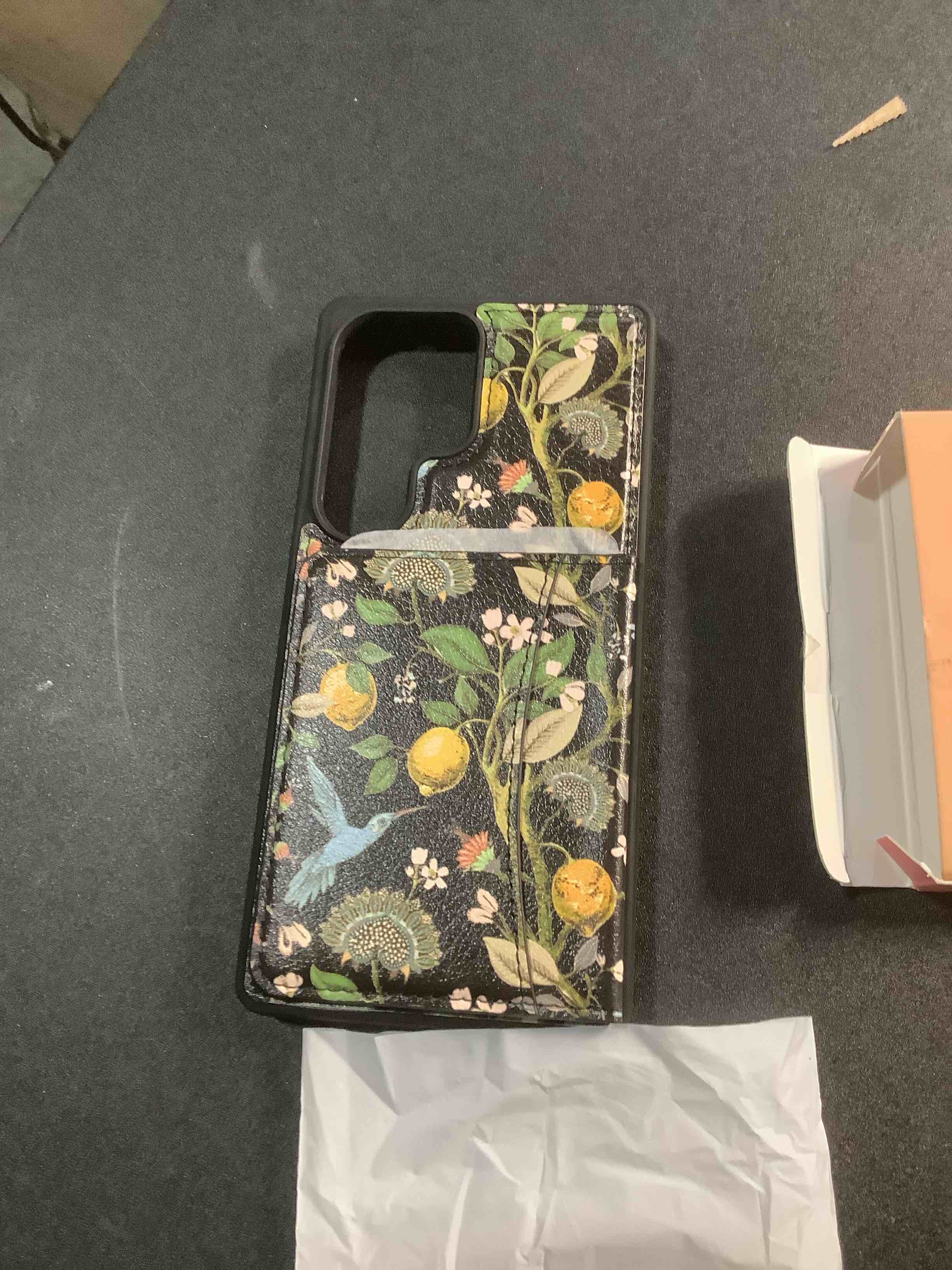 Condition photo showing Good Condition for for Samsung Galaxy S25 Ultra Case with Wallet - Fits 4 Card Slots, Compatible with MagSafe for Women Leather Credit Card Holder Kickstand Phone Cover for Samsung S25 Ultra, Lemon Bird A-Lemon Bird for Samsung Galaxy S25 Ultra