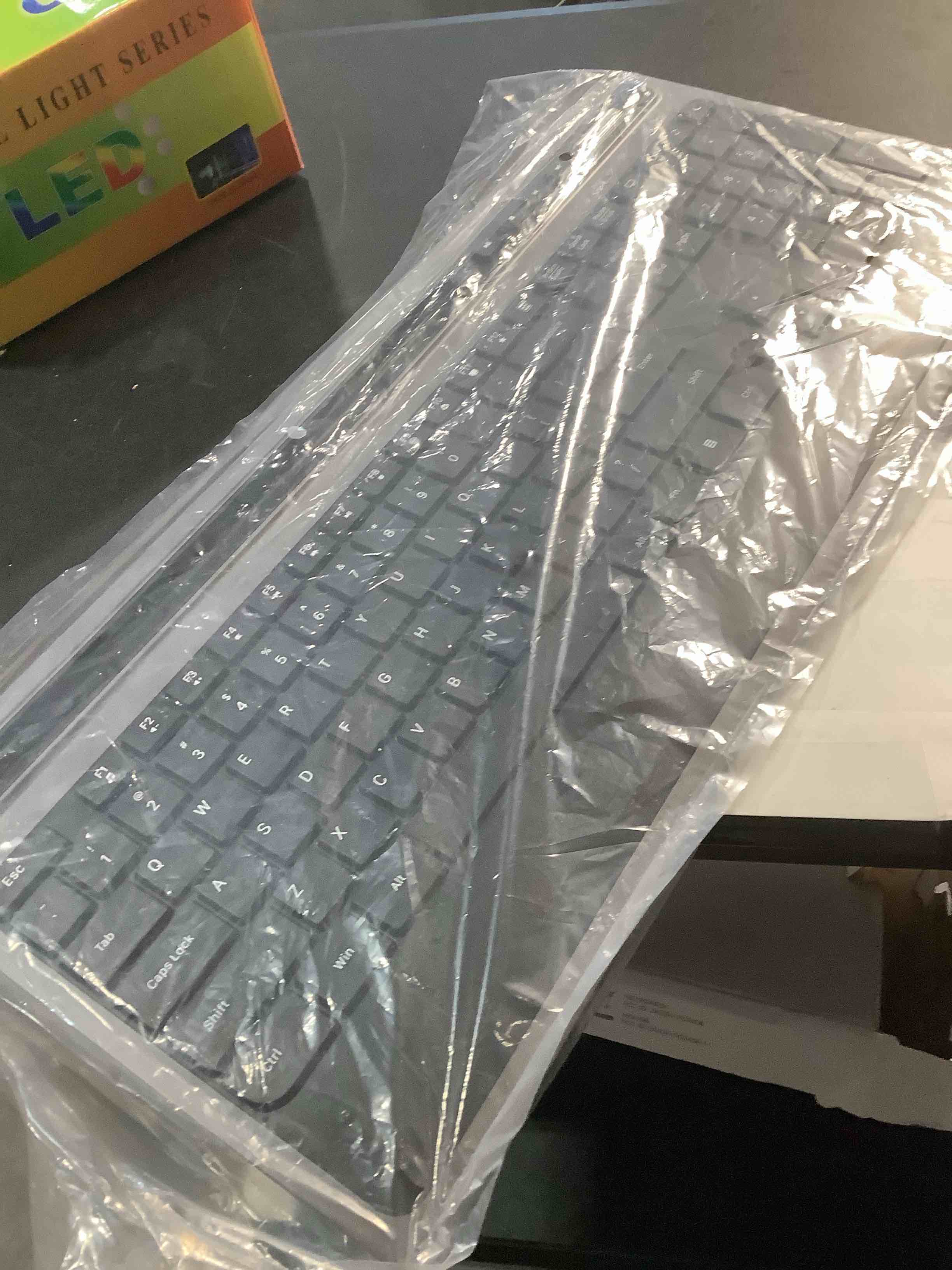 Condition photo showing As Is for Wireless Keyboard and Mouse Combo, Full Size Ergonomic Keyboard with Wrist Rest and Phone Holder 2.4G USB & Type-C Quiet Keyboard Silent Mouse for Computer Laptop Windows Mac iOS Full Size BLACK