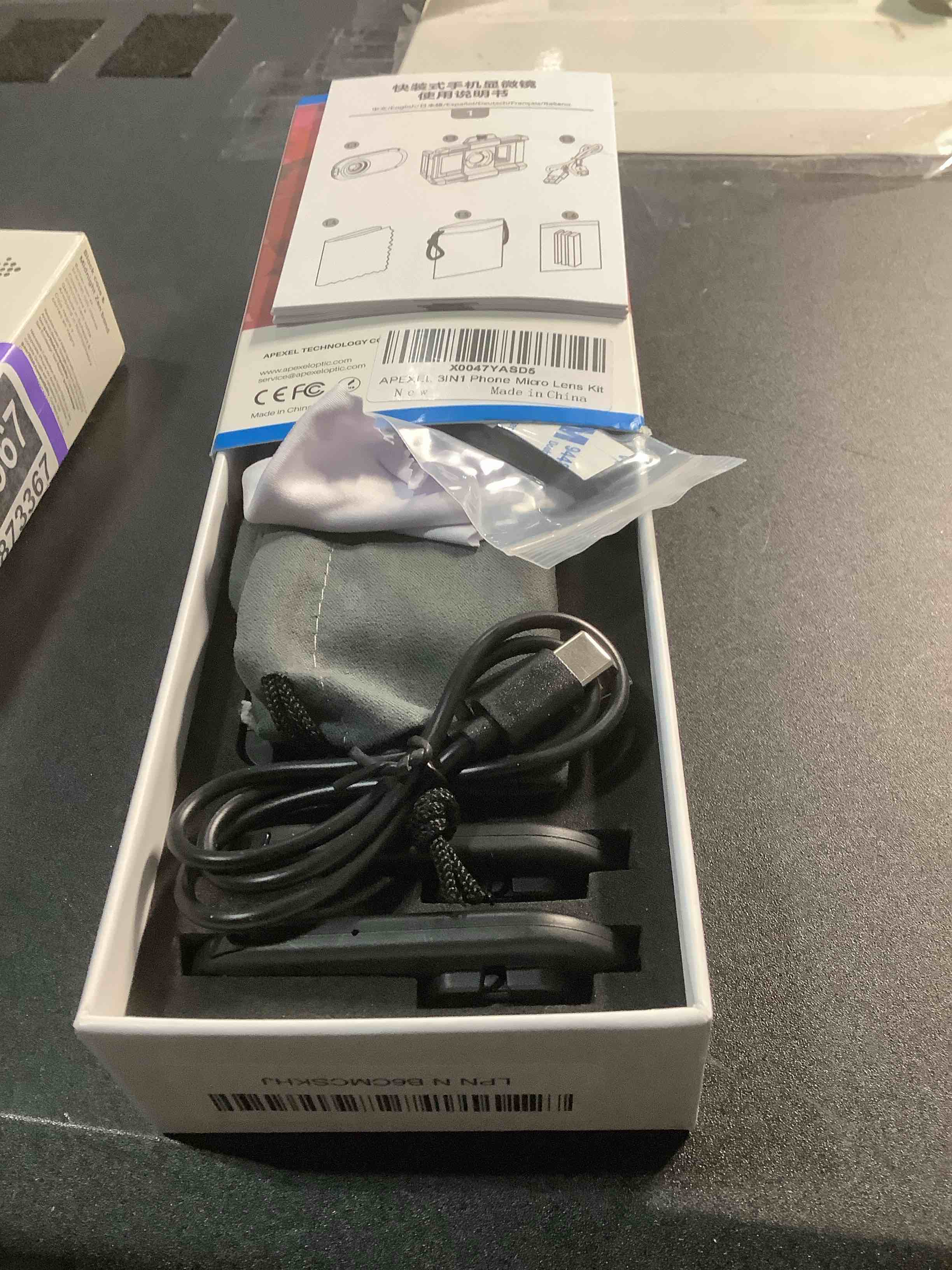 Condition photo showing Good Condition for APEXEL 3-in-1 Phone Microscope Lens, PhoneMicro 5 Series 100X/150X/200X Phone Micro Lens for Android/iPhone with LED Light/CPL/Universal Clip, Phone Lens Attachment Mini Pocket Microscope Camera MS3IN1 (200X+150X+100X)