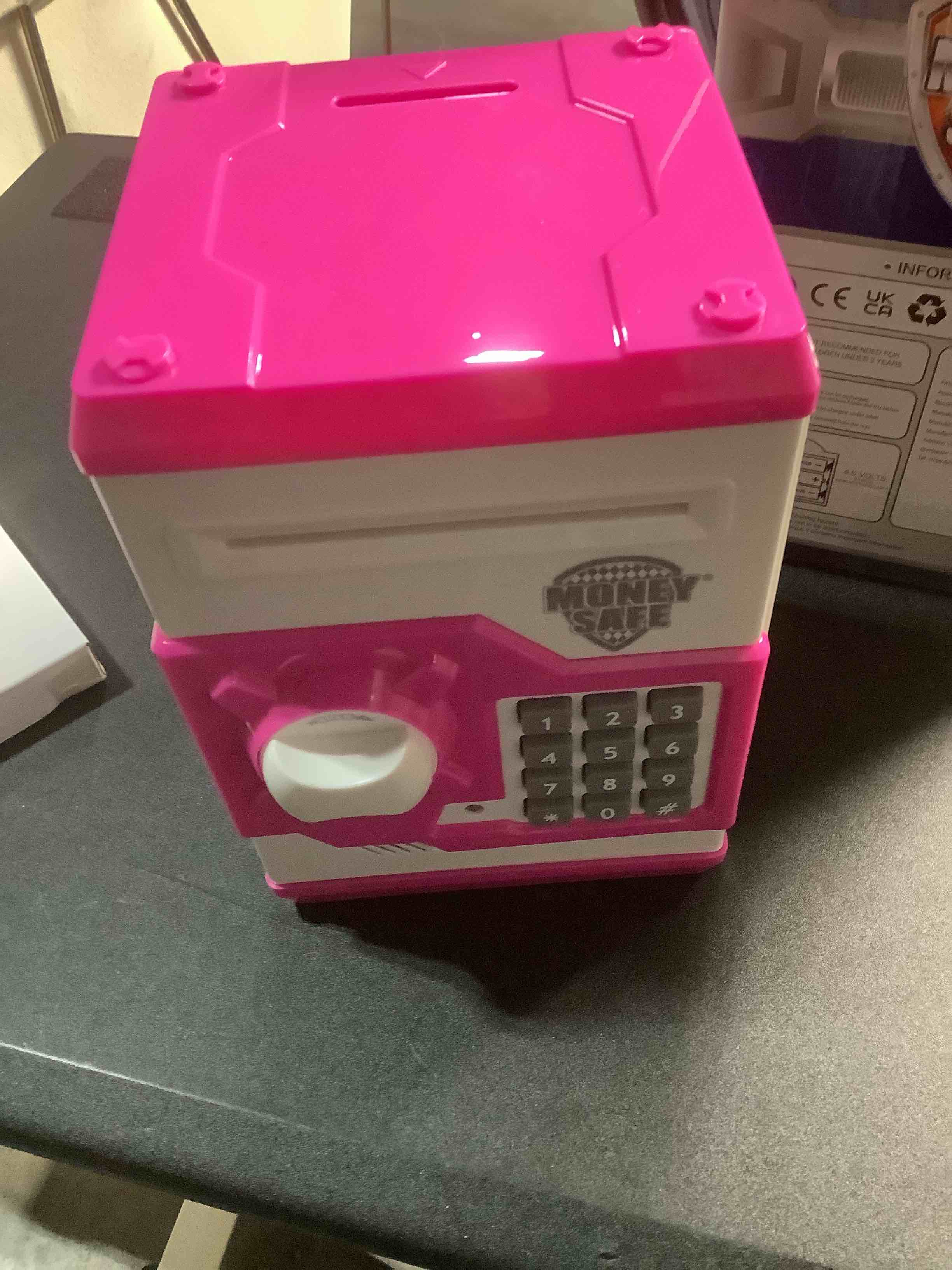 Condition photo showing Good Condition for Electronic Piggy Bank, Mini ATM Password Money Bank Cash Coins Saving Box for Kids, Cartoon Safe Bank Box Perfect Toy Gifts for Boys Girls (White Pink)