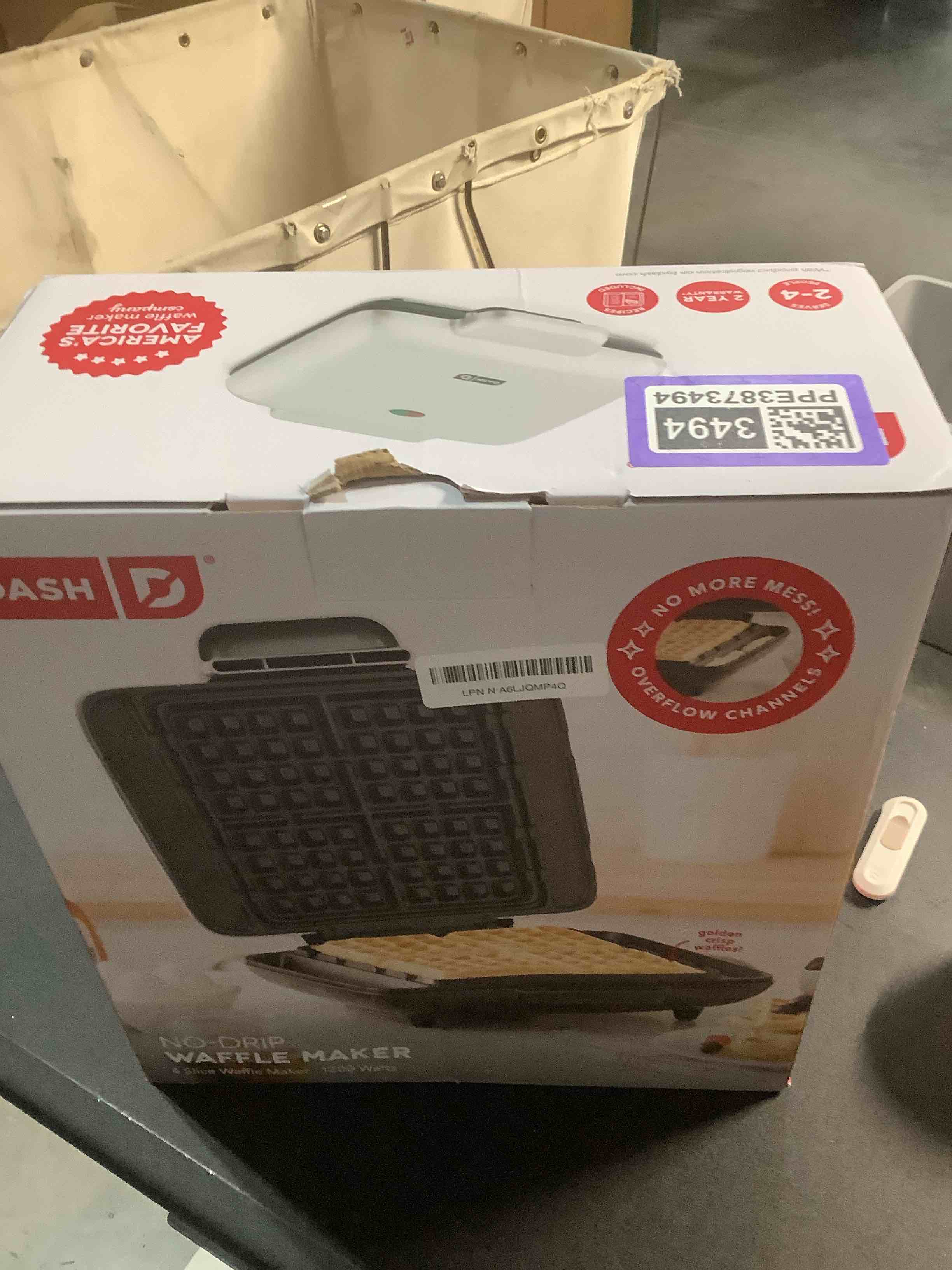 Condition photo showing Good Condition for Dash No-Drip Waffle Maker - Quad Waffle Maker for Hassle-Free Breakfasts - Dual Nonstick Heating Plates & Quick Heat-Up System - Easy-Release Surface - Silver