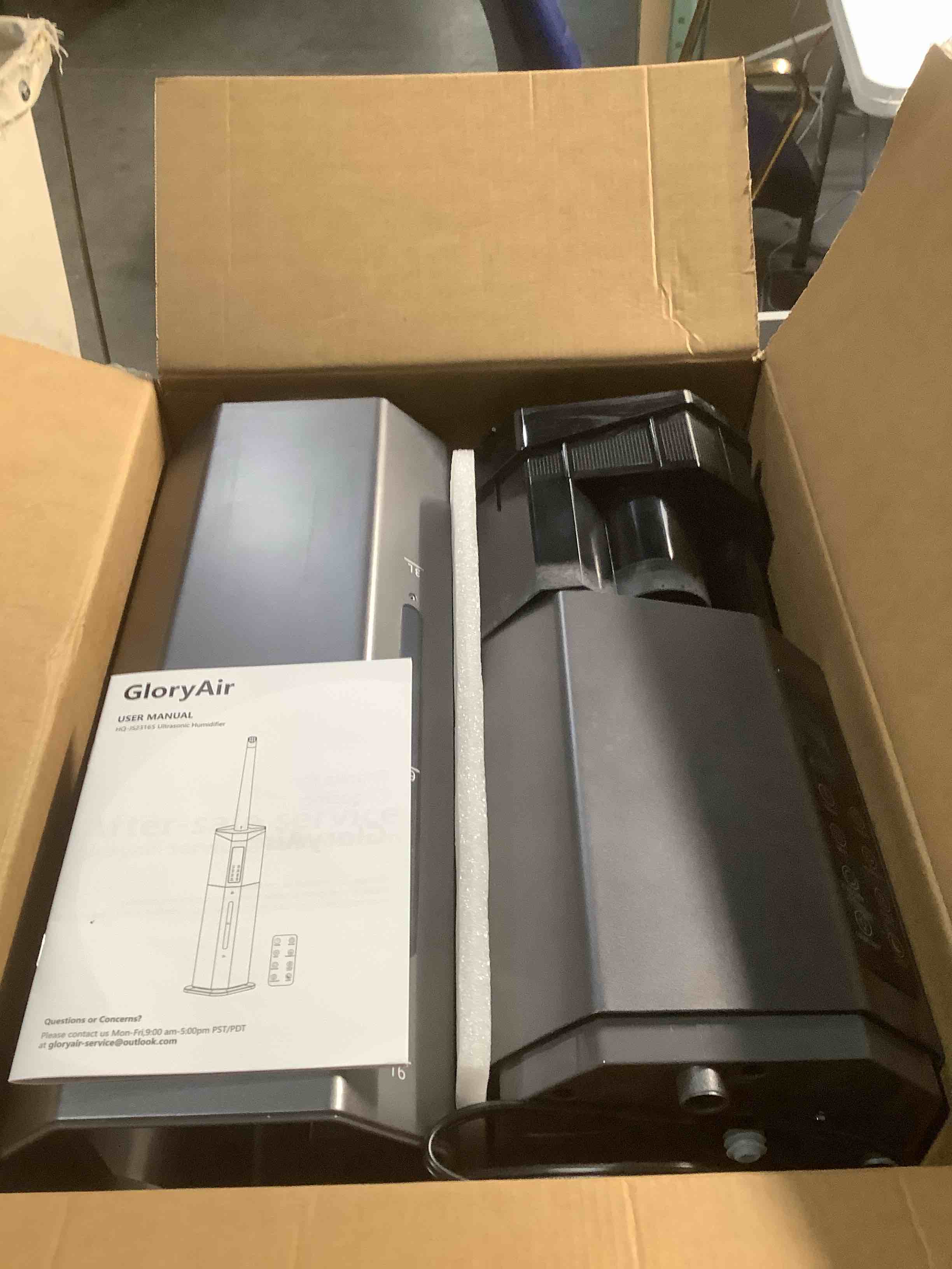 Condition photo showing Good Condition for Humidifiers for Bedroom - GloryAir 2.38Gal/9L Dual Atomizers Top Fill Humidifier for Large Room 2000ft² with Auto Rotation 7-Color Light Humidistat Quiet Commercial Humidifiers for House Plants Baby Gray Two Atomizers Cool Mist+Auto Rotation